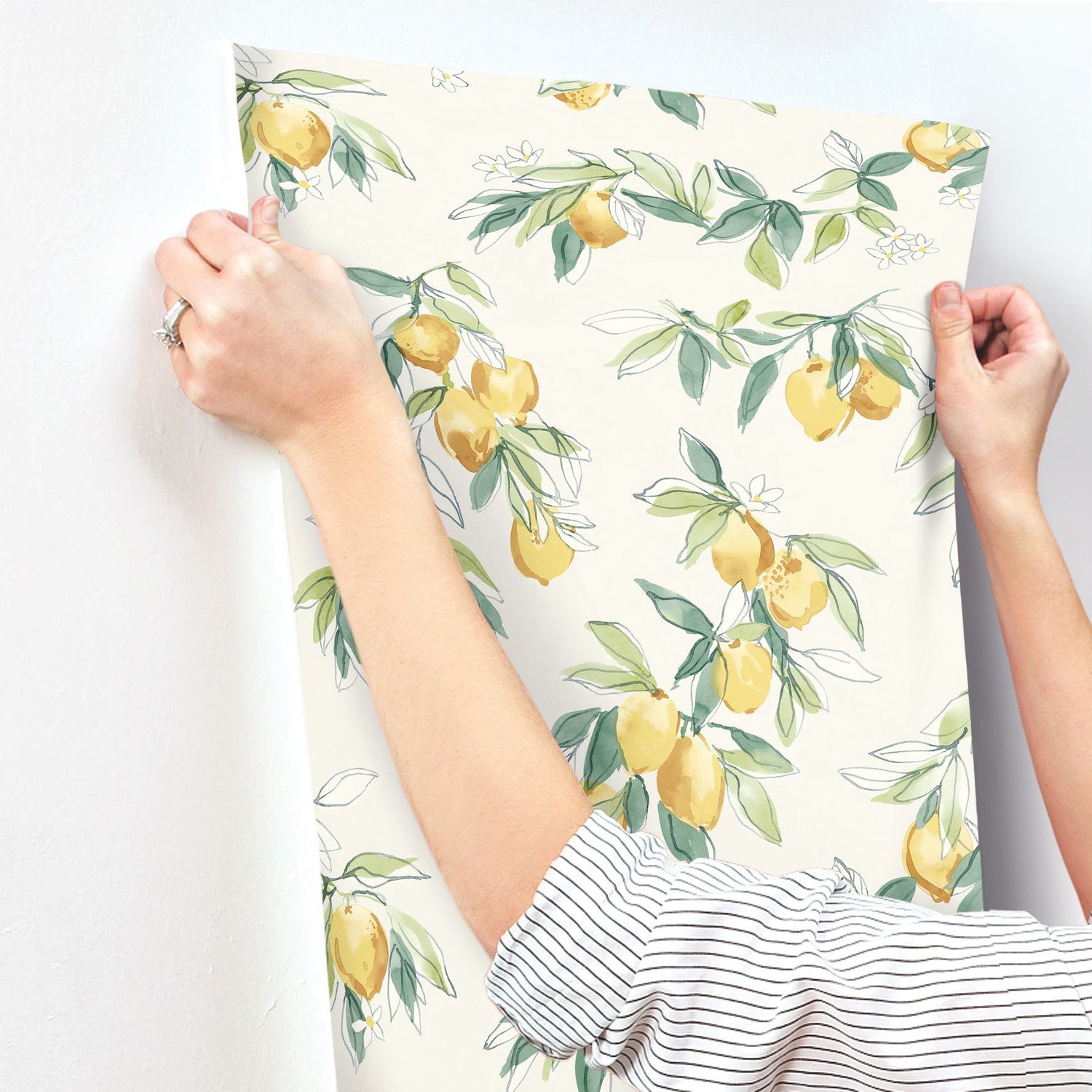 Lemonade Yellow Citrus Wallpaper with Farmhouse Fruit Botanical Motif - Chesapeake 4134-72510