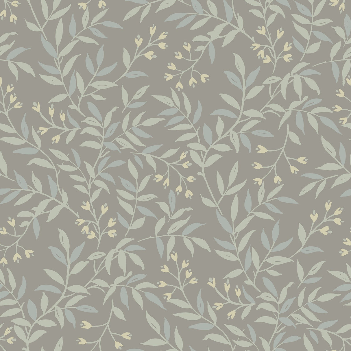 Senna Silver Budding Vines Wallpaper with Metallic Botanical Vine Pattern - Chesapeake 4134-72522