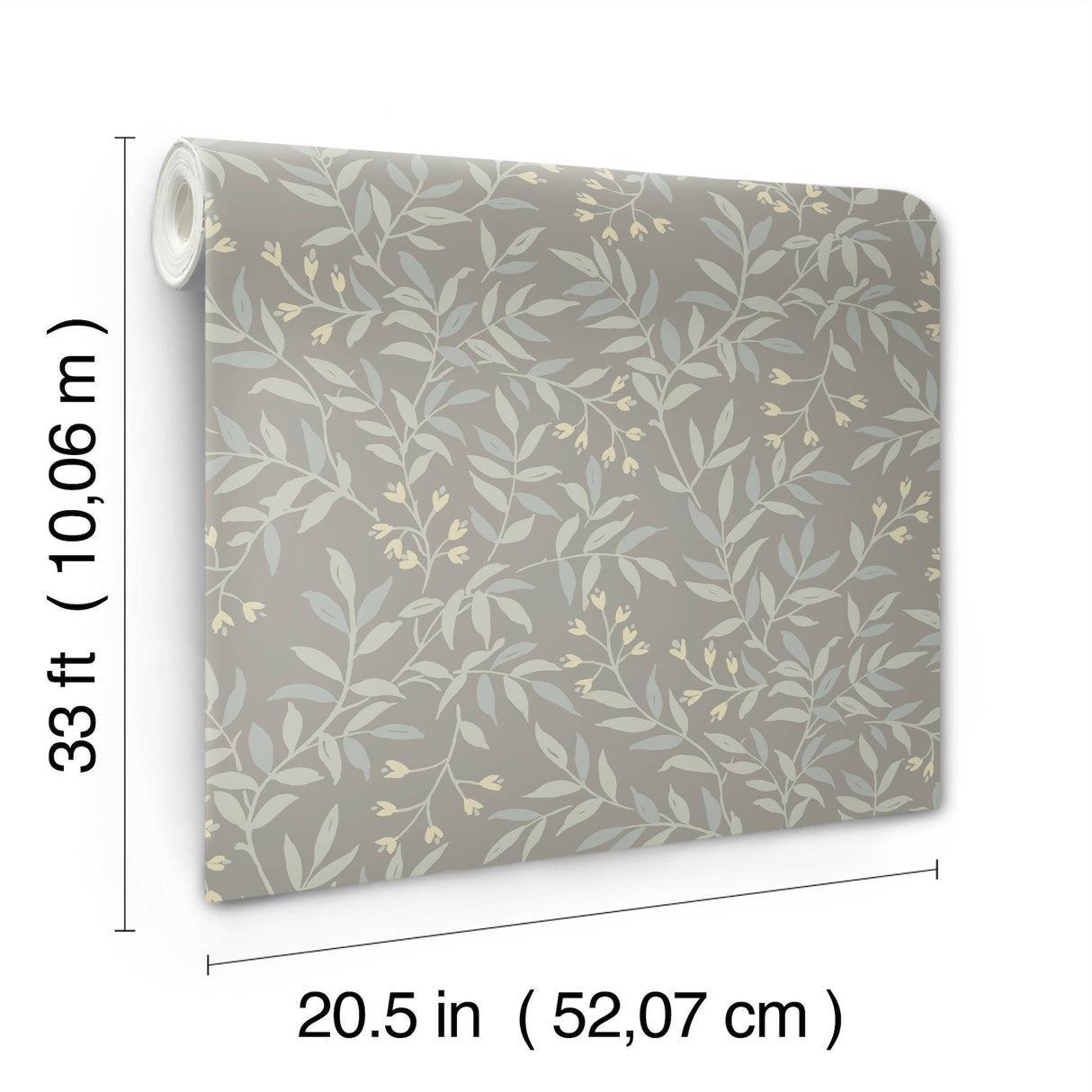 Senna Silver Budding Vines Wallpaper with Metallic Botanical Vine Pattern - Chesapeake 4134-72522
