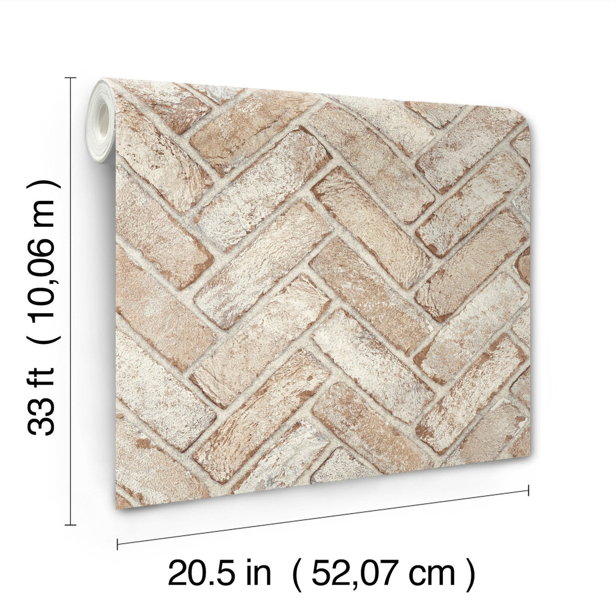 Canelle Rust Brick Herringbone Wallpaper with Country Rustic Sure Strip Texture - Chesapeake 4134-72530