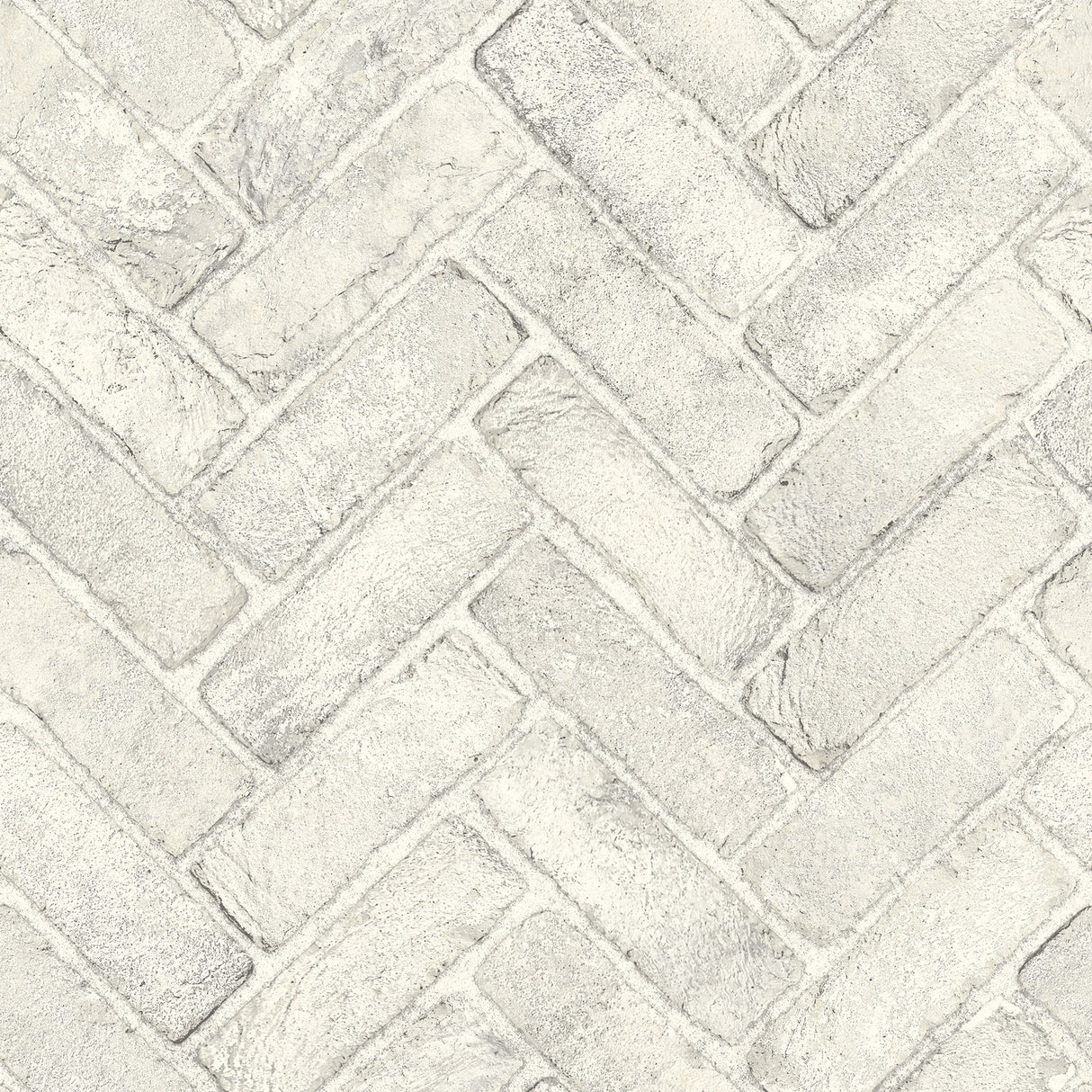 Canelle White Brick Herringbone Wallpaper with Country Graphics Pattern - Chesapeake 4134-72532