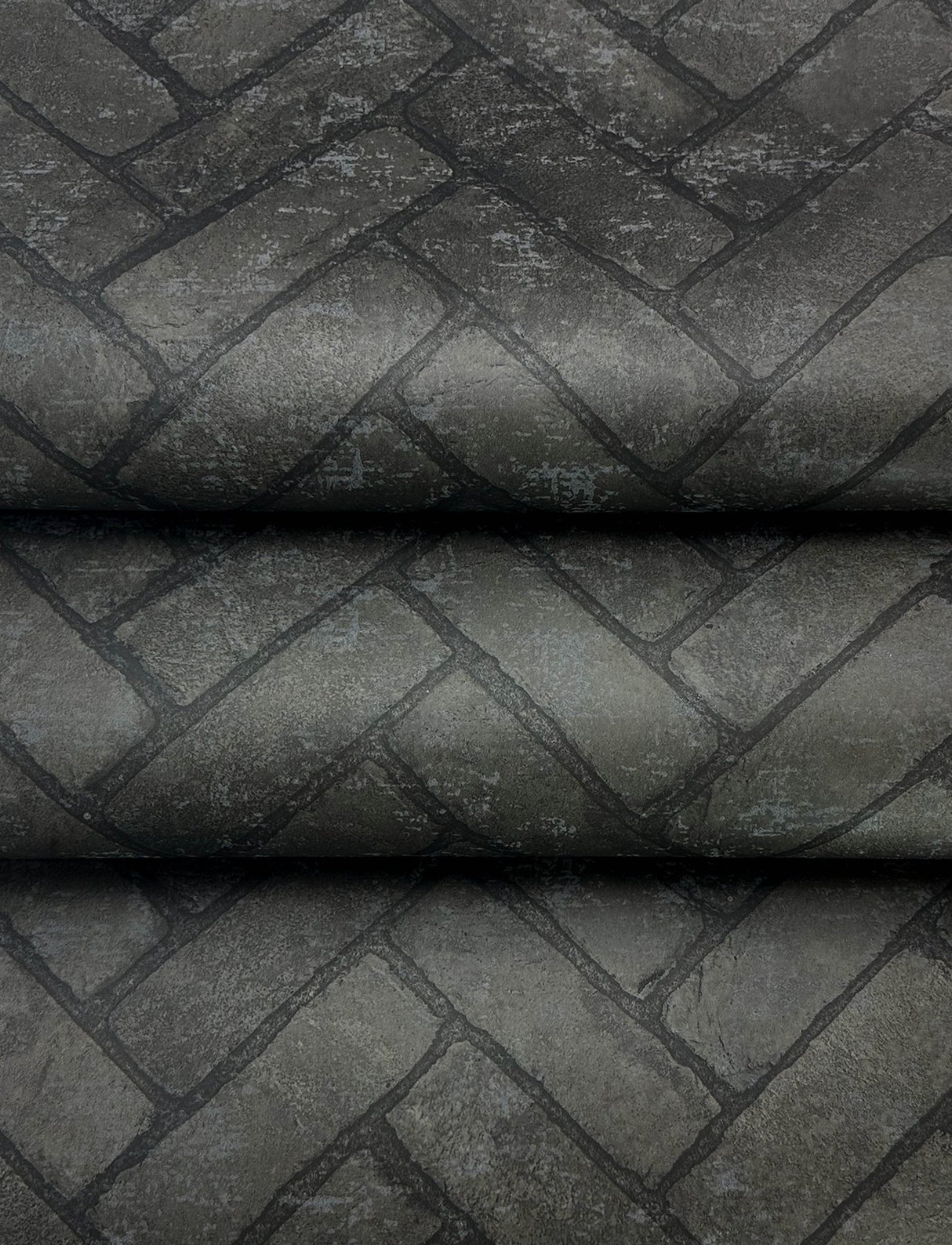Canelle Black Brick Herringbone Wallpaper with Textured Raised Ink - Chesapeake 4134-72533