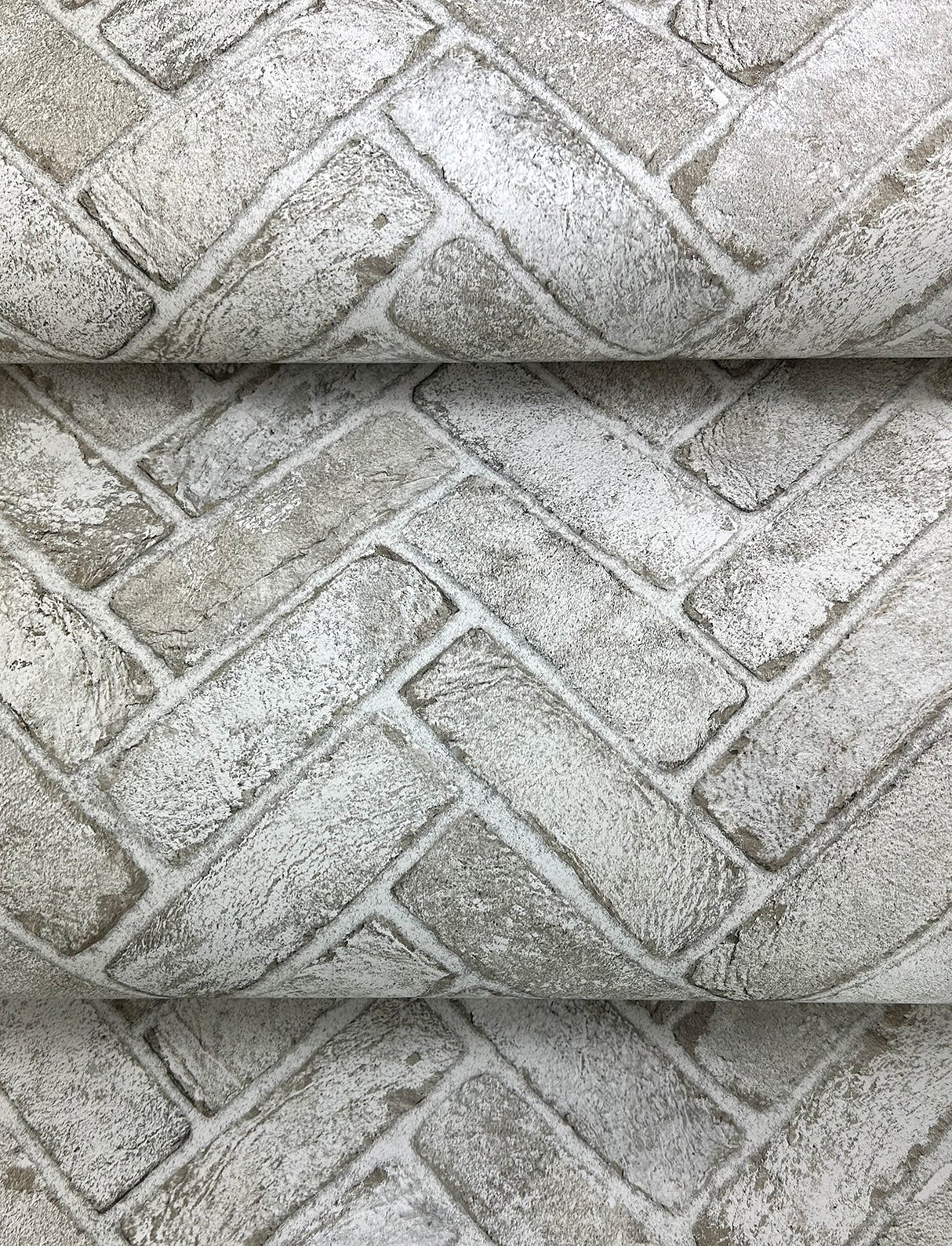 Canelle Taupe Brick Herringbone Wallpaper with Country Graphic Pattern - Chesapeake 4134-72534