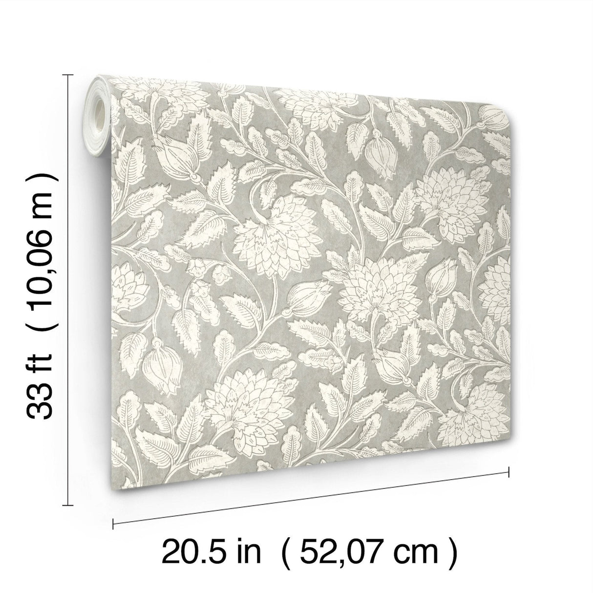 Vadouvan Grey Jacobean Trail Wallpaper with Traditional Botanical Jacobean Pattern - Chesapeake 4134-72537SAM