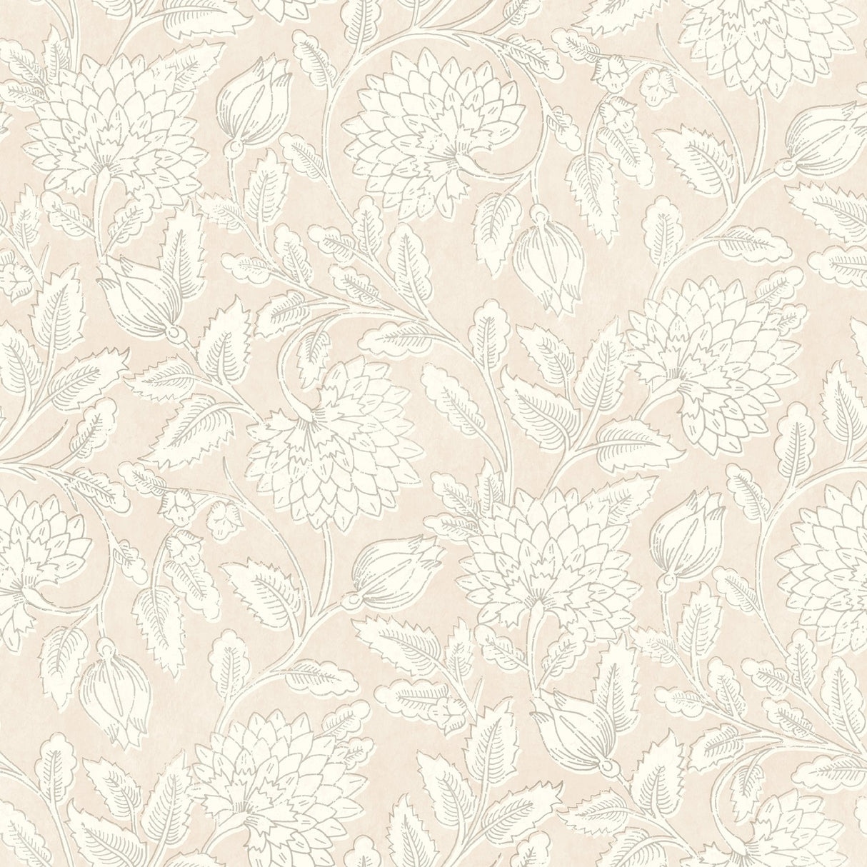 Vadouvan Blush Jacobean Trail Wallpaper with Traditional Botanical Pattern - Chesapeake 4134-72538
