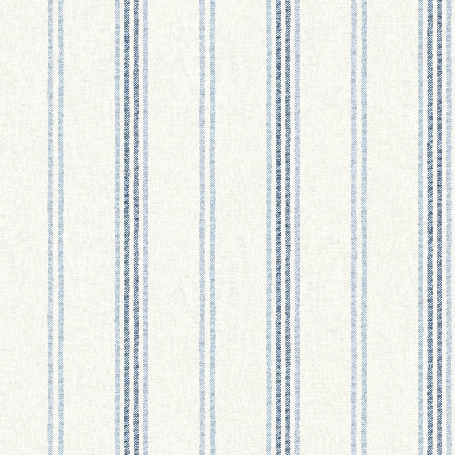 Lovage Blue Linen Stripe Wallpaper with Farmhouse Stripes Pattern - Chesapeake 4134-72546