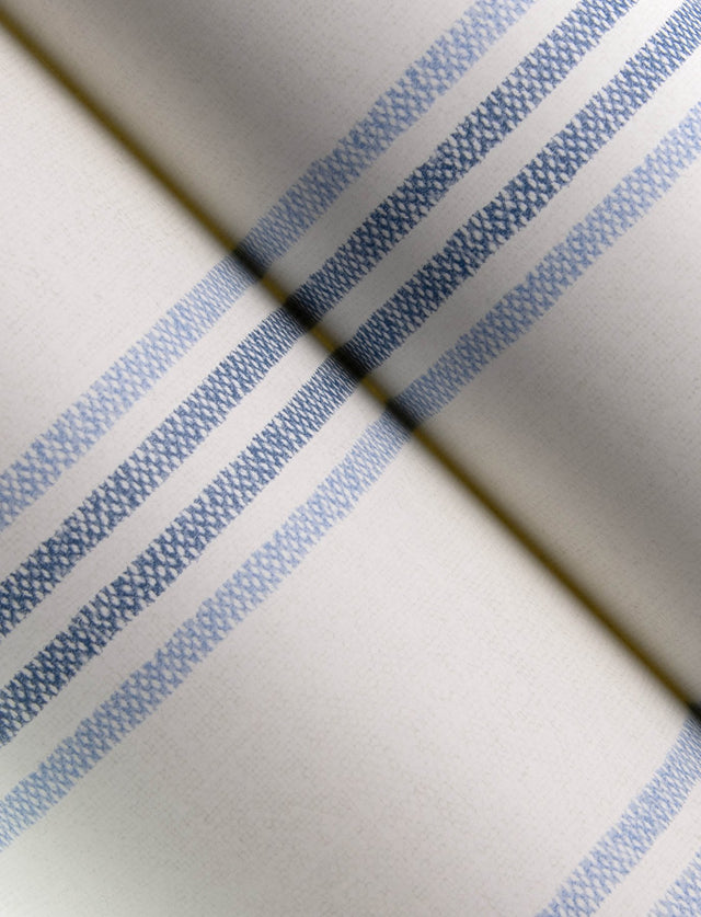 Lovage Blue Linen Stripe Wallpaper with Farmhouse Stripes Pattern - Chesapeake 4134-72546