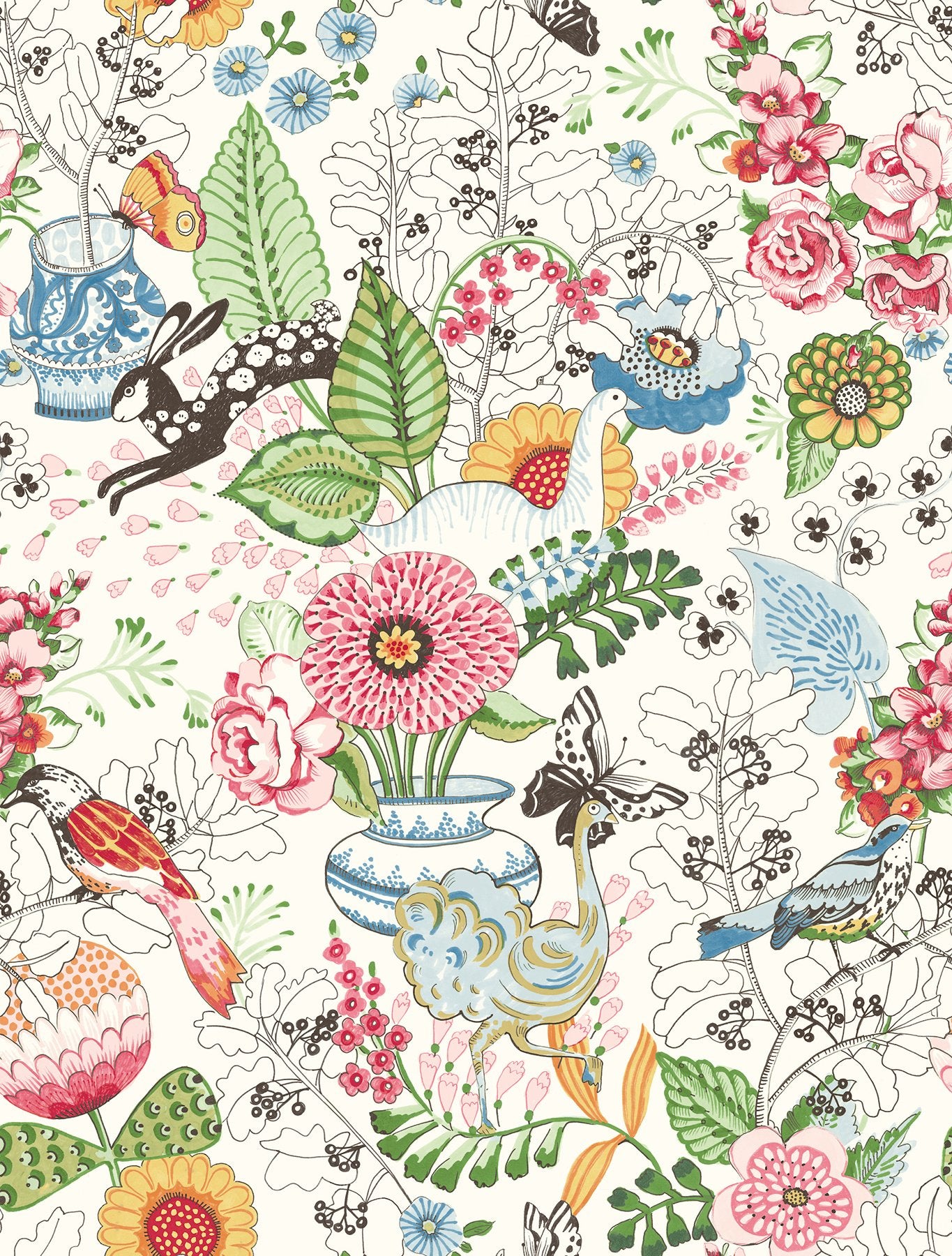 Whimsy Multicolor Fauna Wallpaper with Whimsical Animals Pattern - Brewster 4135-12801