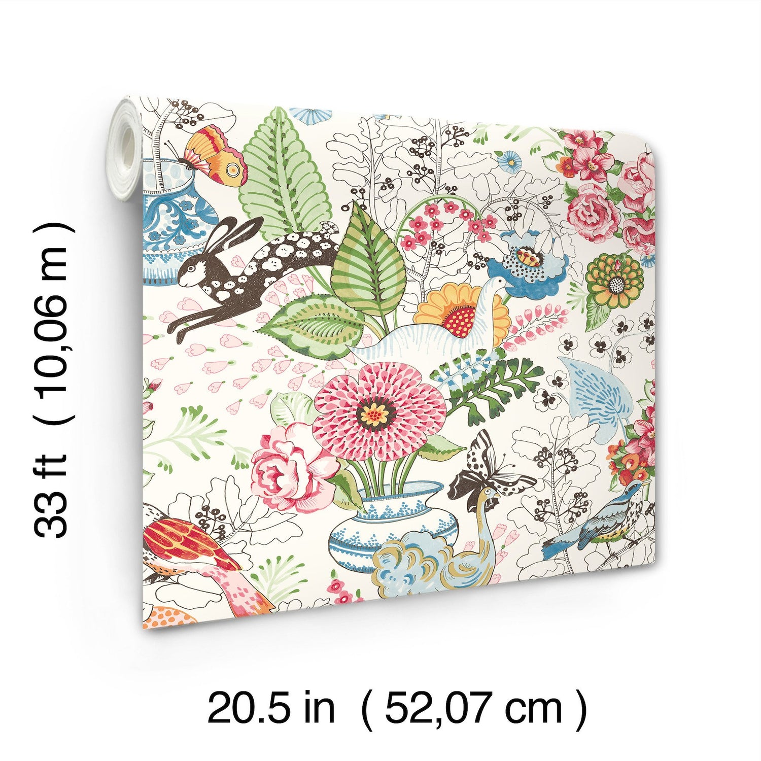 Whimsy Multicolor Fauna Wallpaper with Whimsical Animals Pattern - Brewster 4135-12801