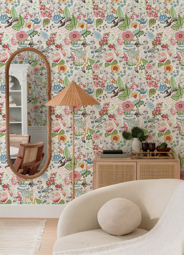 Whimsy Multicolor Fauna Wallpaper with Whimsical Animals Pattern - Brewster 4135-12801