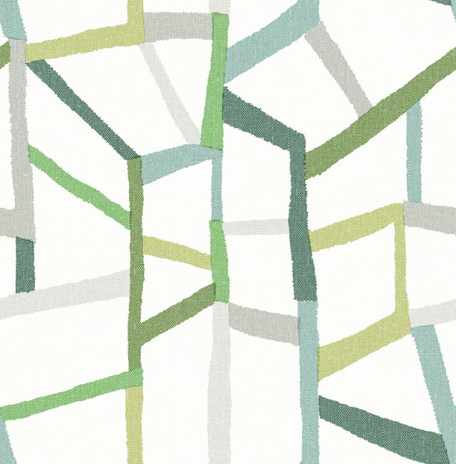 Tate Green Geometric Linen Wallpaper with Abstract Modern Pattern - A-Street Prints 4135-25847