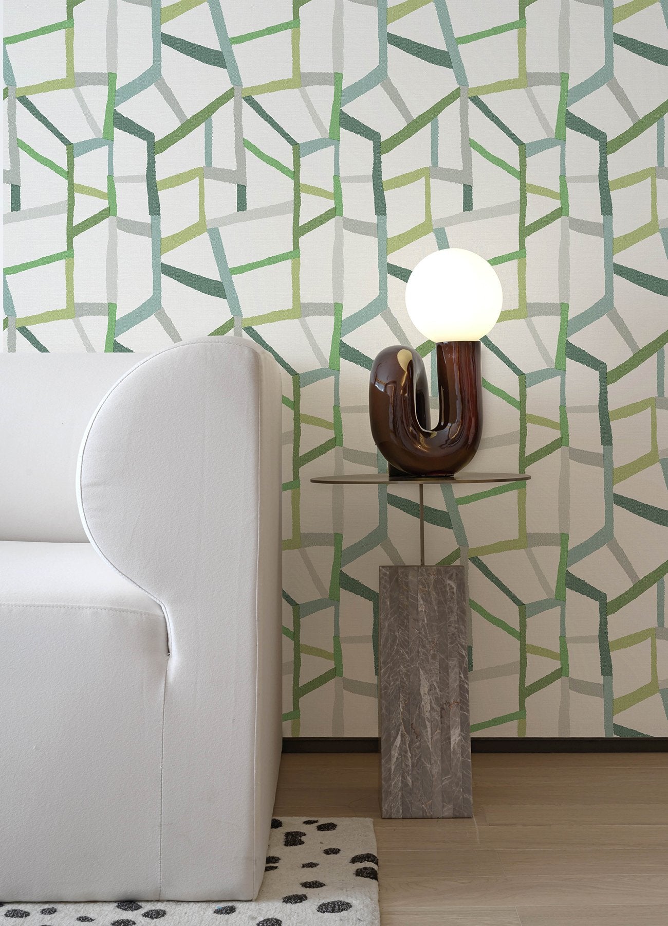 Tate Green Geometric Linen Wallpaper with Abstract Modern Pattern - A-Street Prints 4135-25847