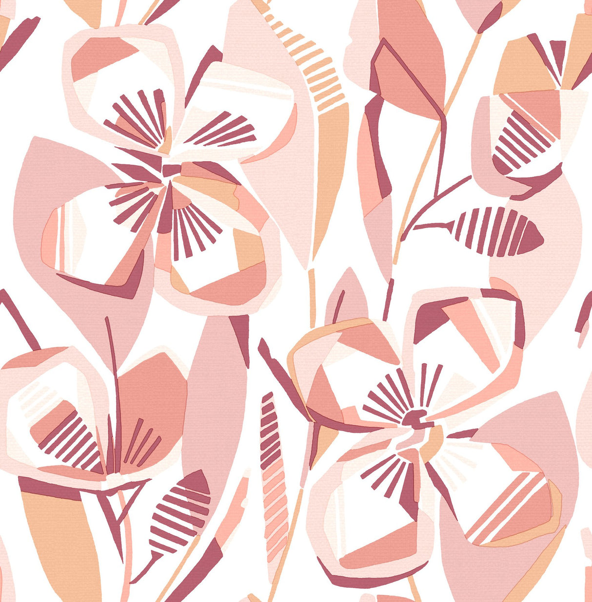 Nathalie Coral Abstract Blooms Wallpaper with Raised Ink Texture - A-Street Prints 4135-27279