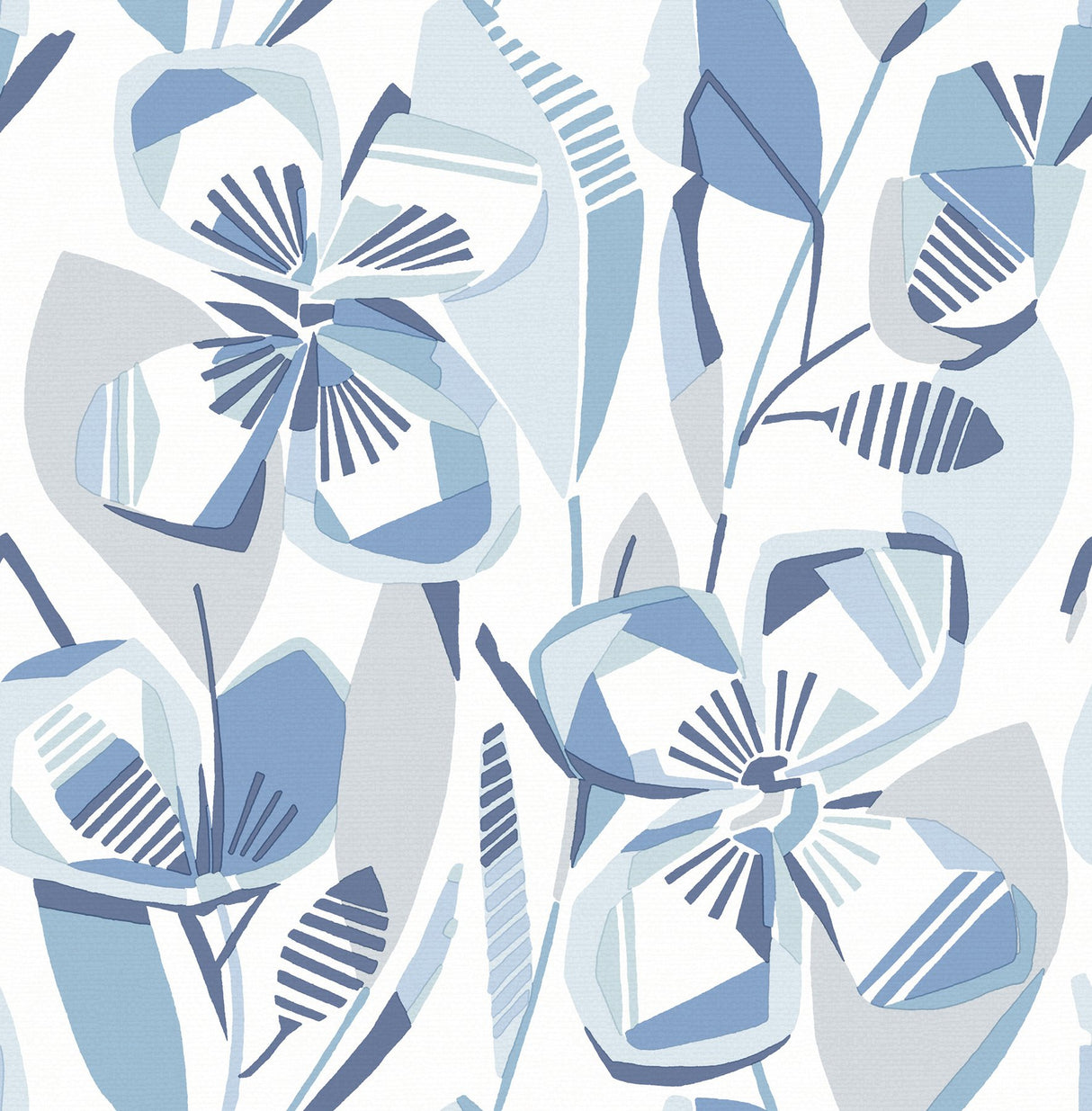 Nathalie Blue Abstract Blooms Wallpaper with Modern Botanical Floral Pattern, Raised Ink Texture - A-Street Prints 4135-27281
