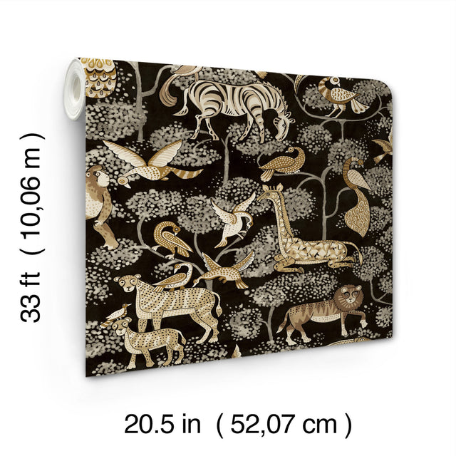 Rigby Black Jungle Animals Wallpaper with Metallic Accents - A-Street Prints 4135-27287
