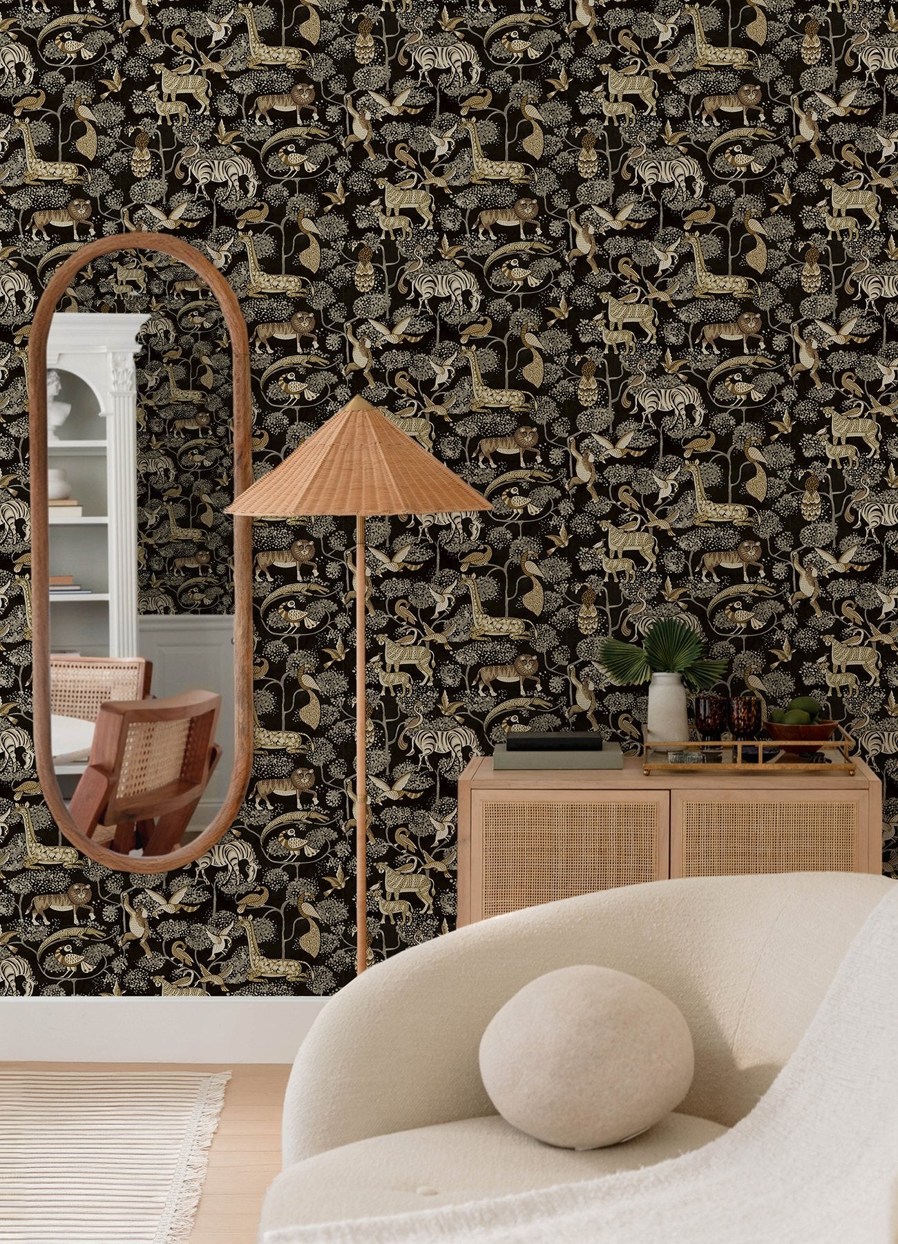 Rigby Black Jungle Animals Wallpaper with Metallic Accents - A-Street Prints 4135-27287