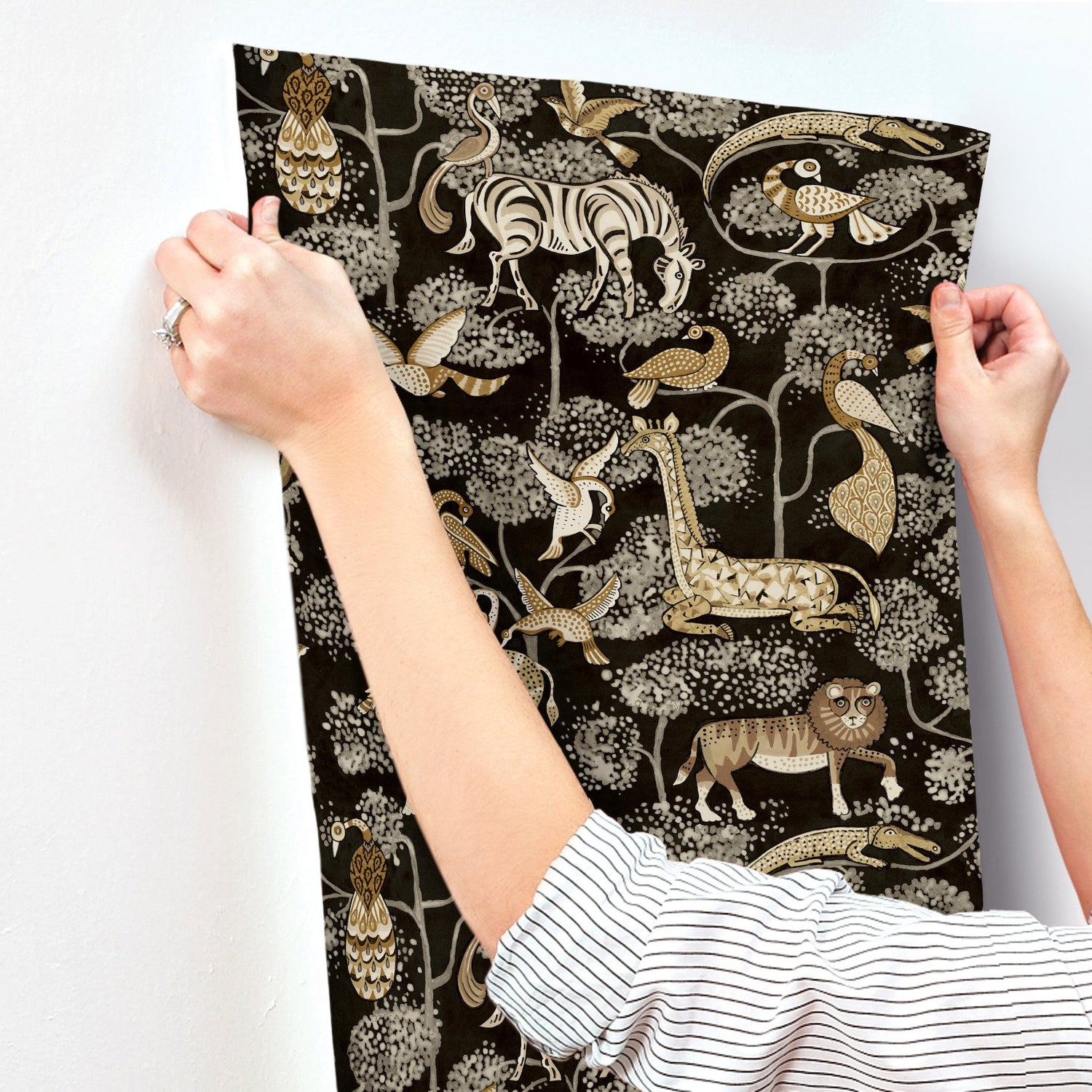 Rigby Black Jungle Animals Wallpaper with Metallic Accents - A-Street Prints 4135-27287