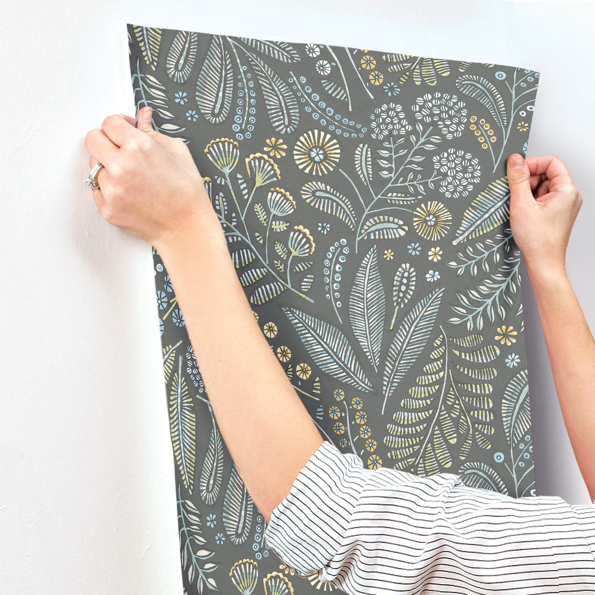 Briar Grey Floral Wallpaper with Bohemian Botanical Motif - A-Street Prints 4135-27297