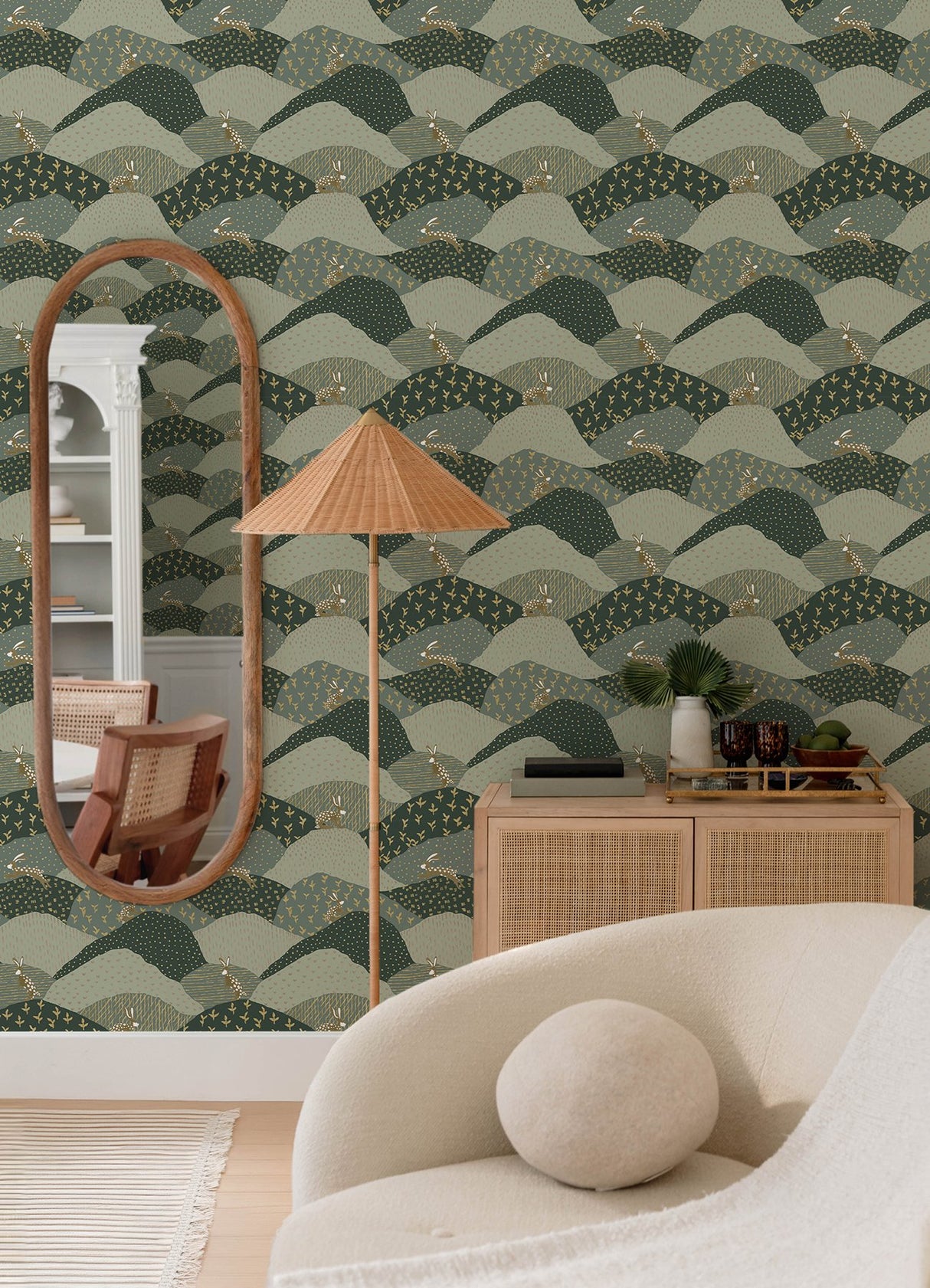 Peter Green Rabbit Fields Wallpaper with Whimsical Animals Pattern - A-Street Prints 4135-27299