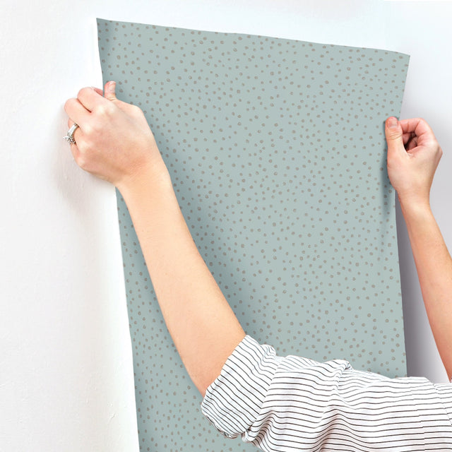 Cassie Light Blue Petite Polka Wallpaper with Metallic Polka Dots - A-Street Prints 4135-27305