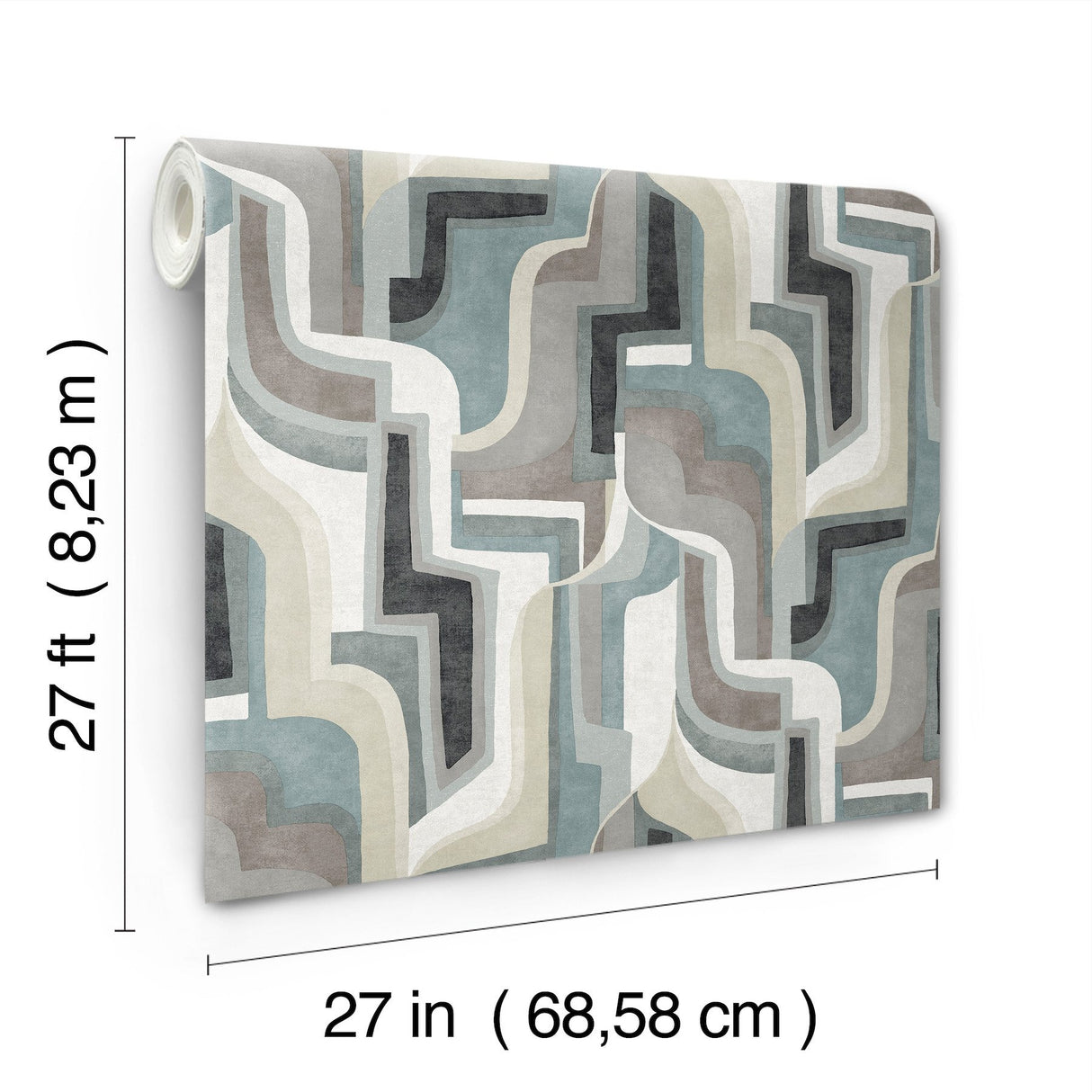 Tulum Denim Surreal Shapes Blue Wallpaper with Modern Abstract Metallic Design - Brewster 4135-72702