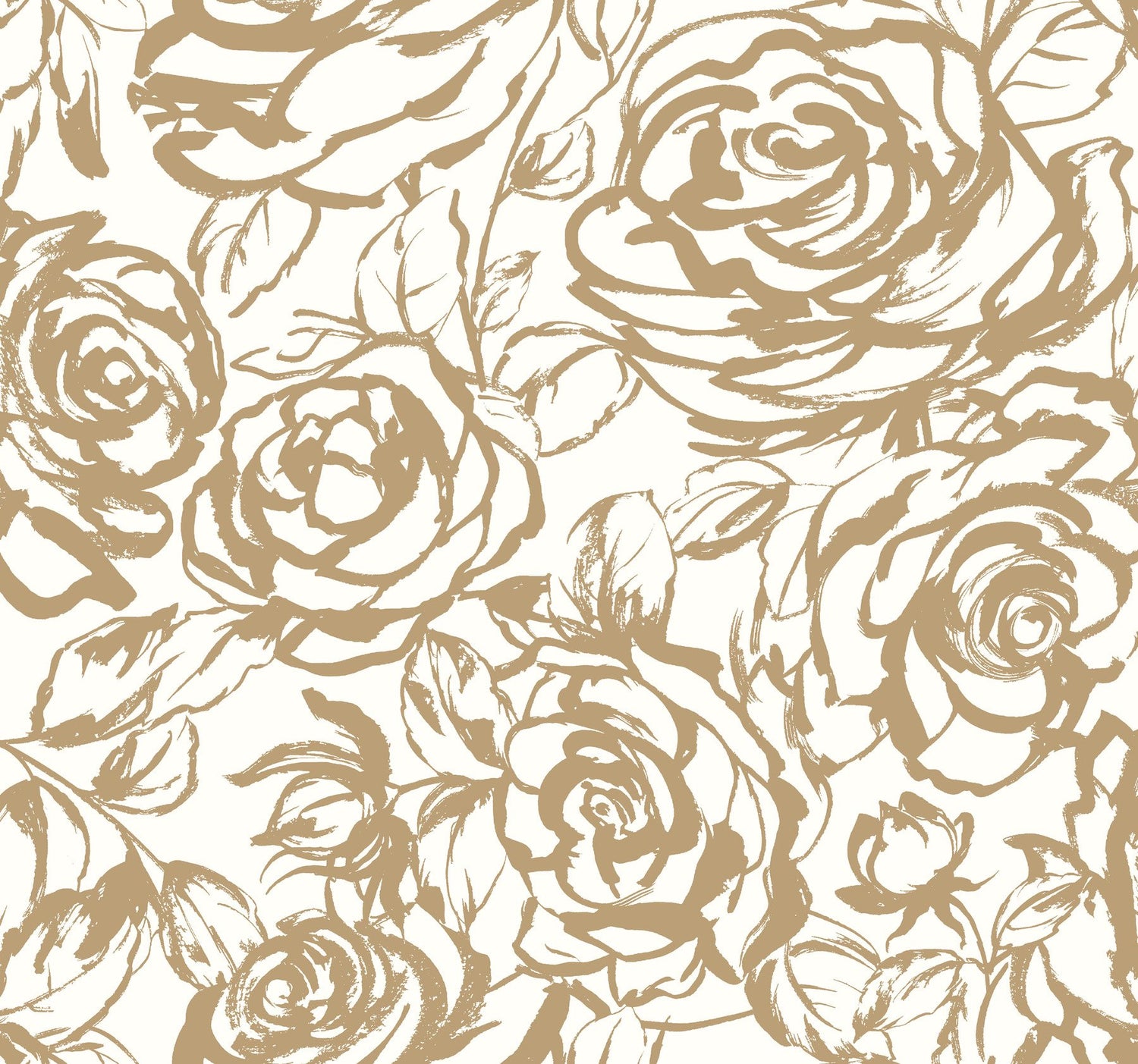 Nelda Gold Rose Wallpaper with Modern Botanical Flower Pattern - A-Street Prints 4135-72708
