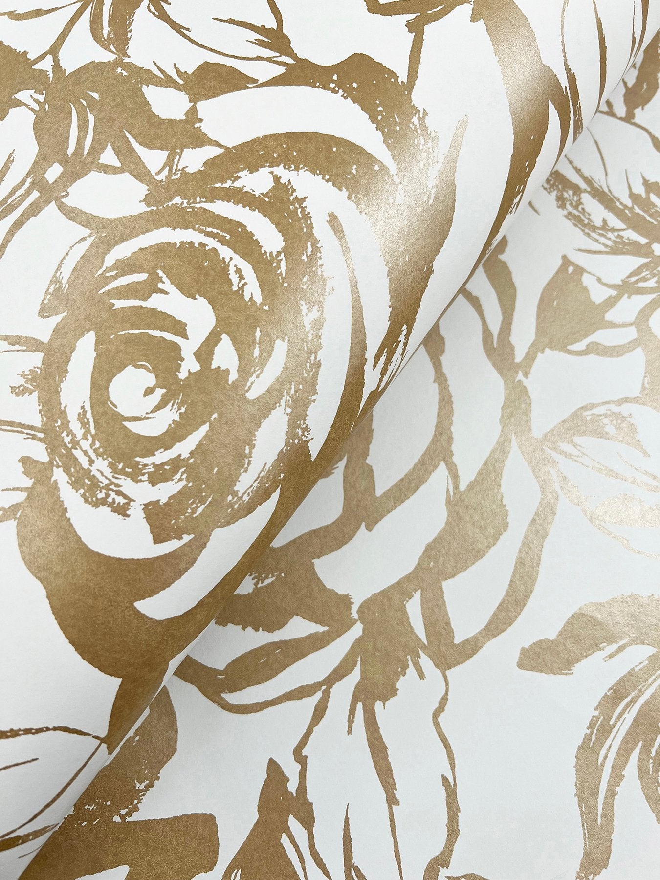 Nelda Gold Rose Wallpaper with Modern Botanical Flower Pattern - A-Street Prints 4135-72708