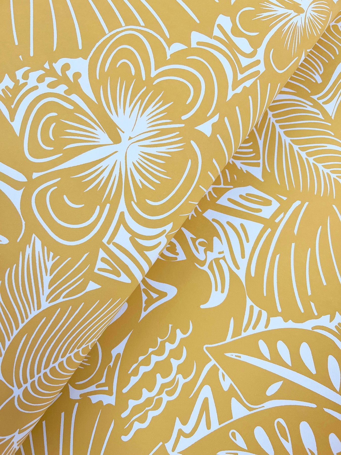 Idalia Yellow Floral Flamingo Wallpaper with Tropical Animal Pattern - A-Street Prints 4135-72715