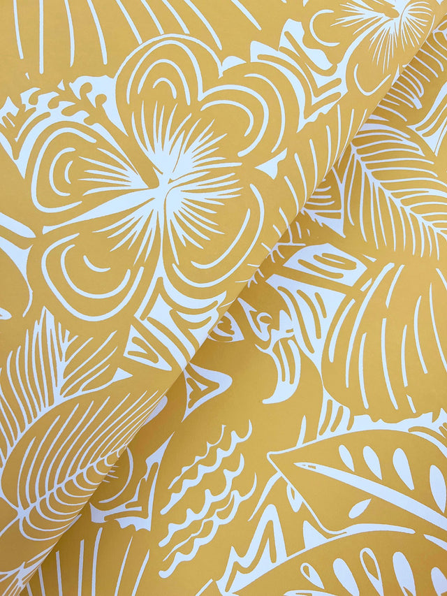 Idalia Yellow Floral Flamingo Wallpaper with Tropical Animal Pattern - A-Street Prints 4135-72715