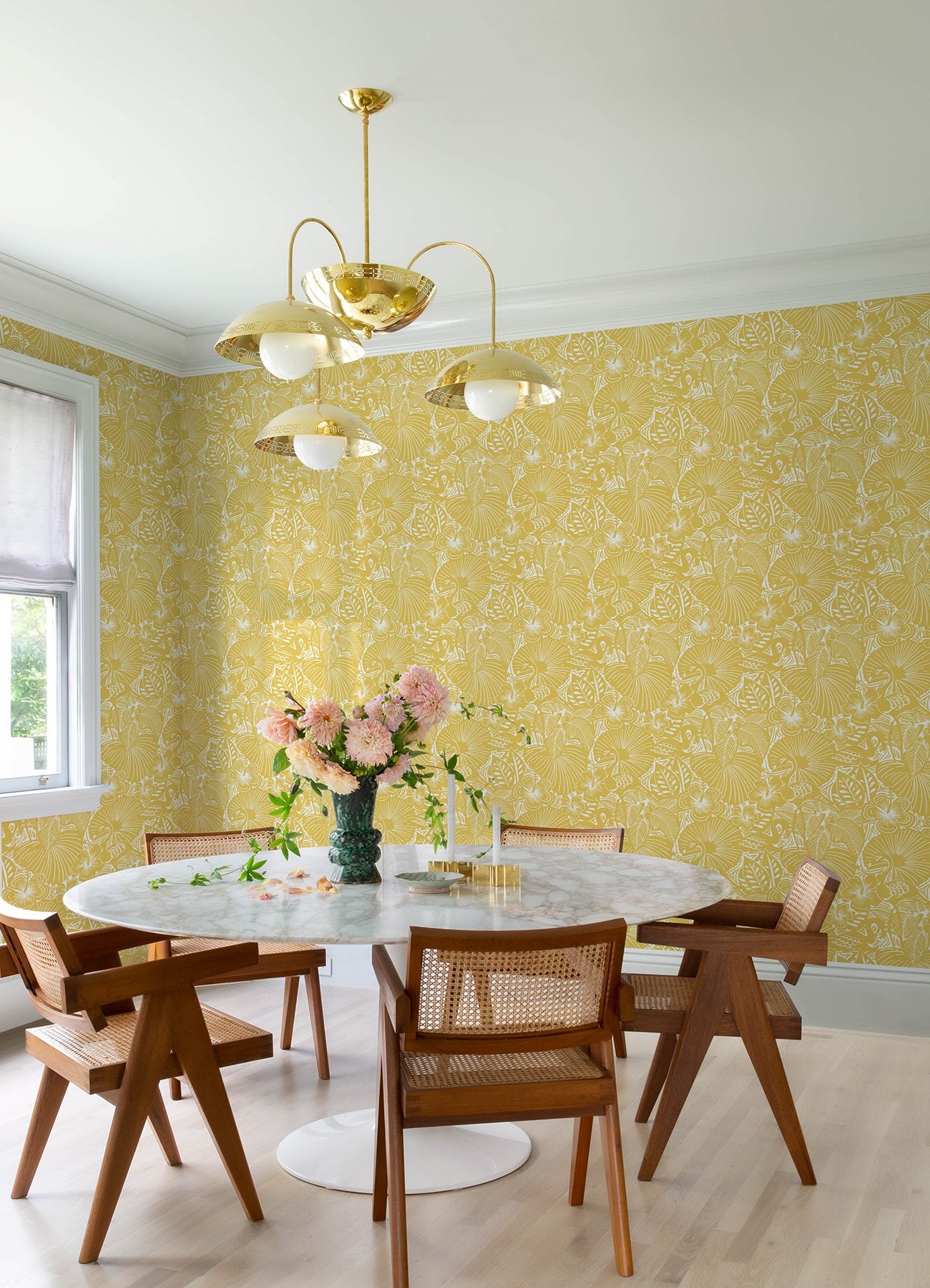 Idalia Yellow Floral Flamingo Wallpaper with Tropical Animal Pattern - A-Street Prints 4135-72715