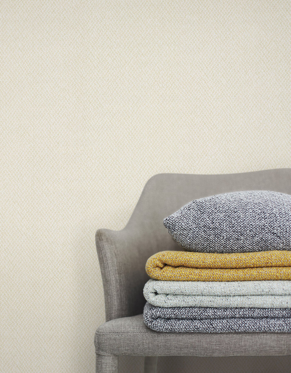 Weave It To Me Taupe Geometric Wallpaper with Fabric & Woven Texture - Warner 4140-3709