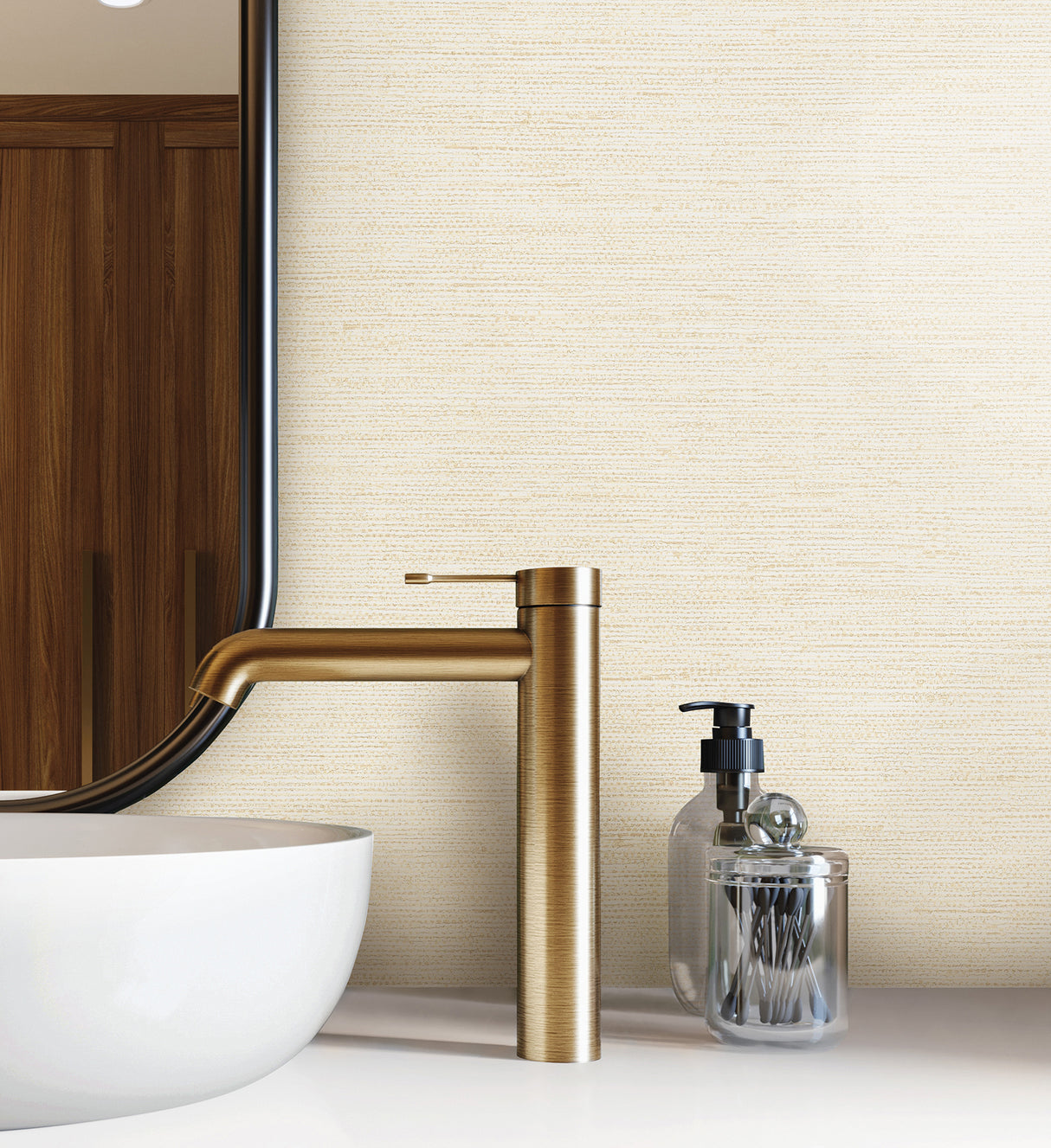 Treasury Pearl Texture Weave Wallpaper in Pearl by Warner Fabric and Woven Textures Non Woven Backed Vinyl 27 in x 27 ft Roll - YKMRE1529N