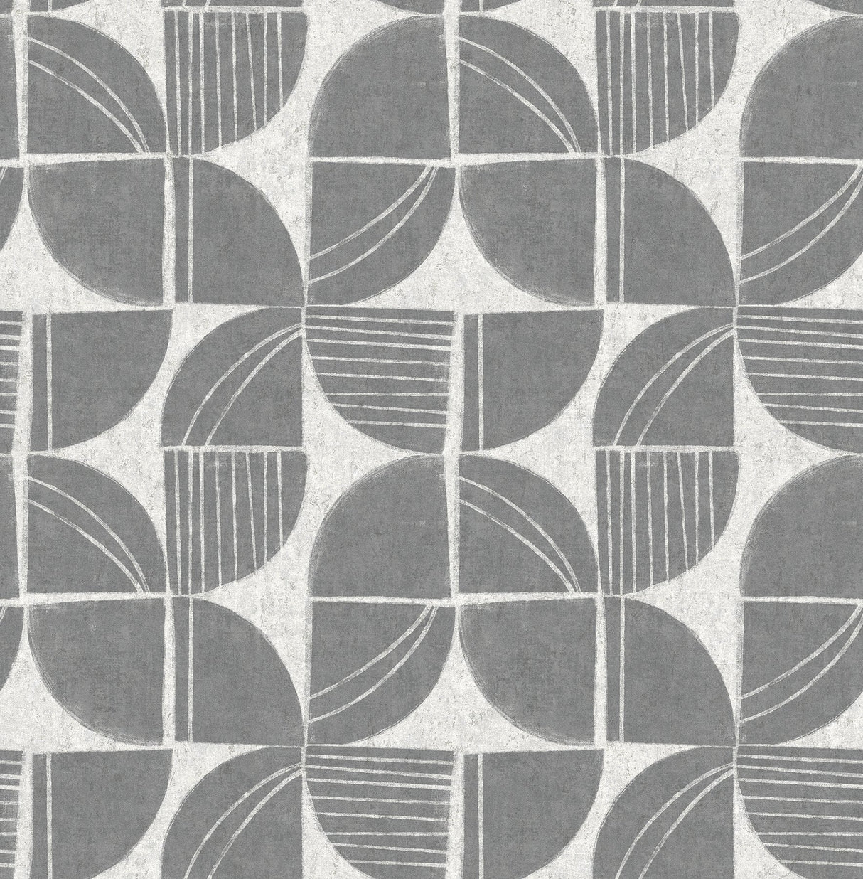 Baxter Charcoal Semicircle Mosaic Wallpaper with Modern Geometric Pattern - A-Street Prints 4141-27110
