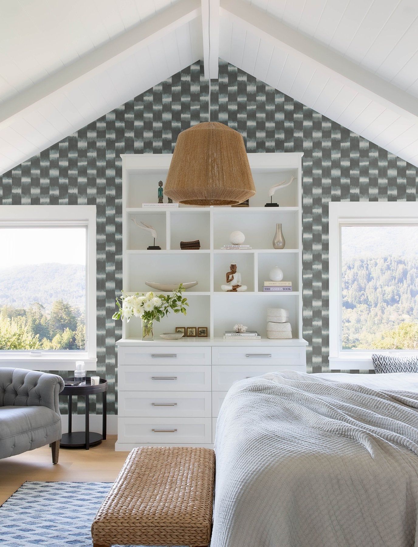 Baldwin Slate Shibori Stripe Wallpaper with Metallic Textured Stripes - A?Street Prints 4141-27115