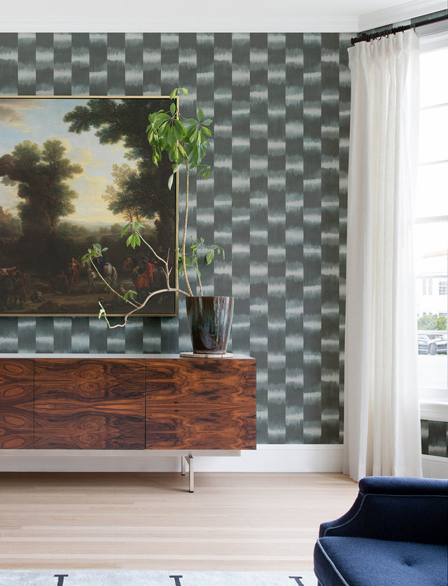 Baldwin Slate Shibori Stripe Wallpaper with Metallic Textured Stripes - A?Street Prints 4141-27115