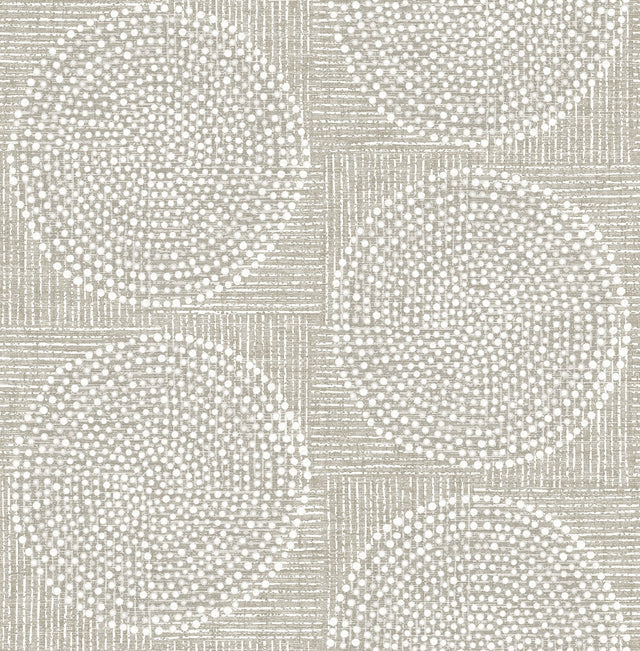 Salma Beige Medallion Wallpaper with Raised Ink Bohemian Graphic Medallions - Brewster 4141-27120