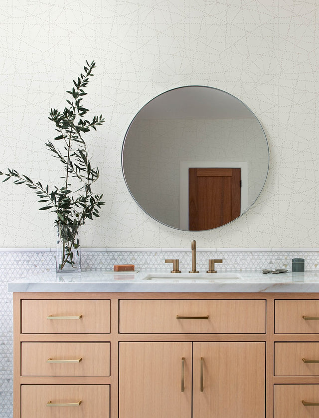 Alcott Ivory Dotted Wallpaper with Metallic Geometric Dot Pattern - A-Street Prints 4141-27125SAM