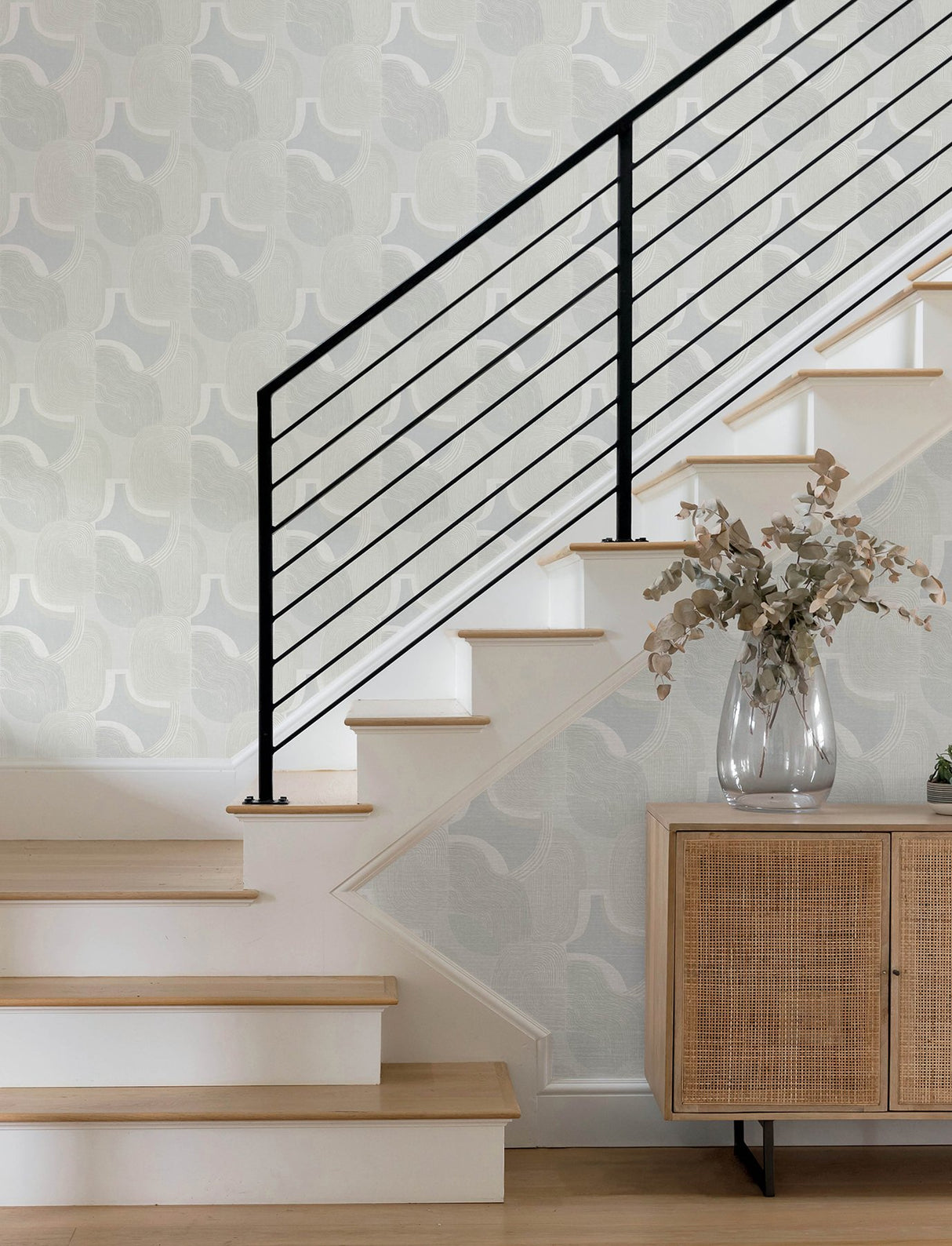 Hollace Sky Blue Geometric Wallpaper with Metallic Accents - A-Street Prints 4141-27131