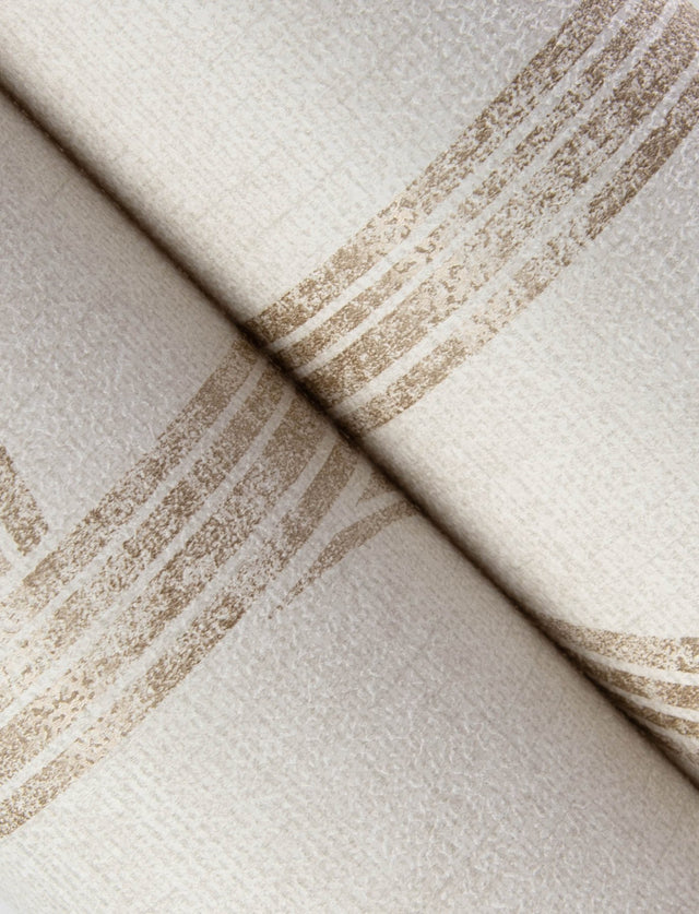Harlow Champagne Curved Contours Wallpaper with Metallic Textured Striped Graphics - Brewster 4141-27140