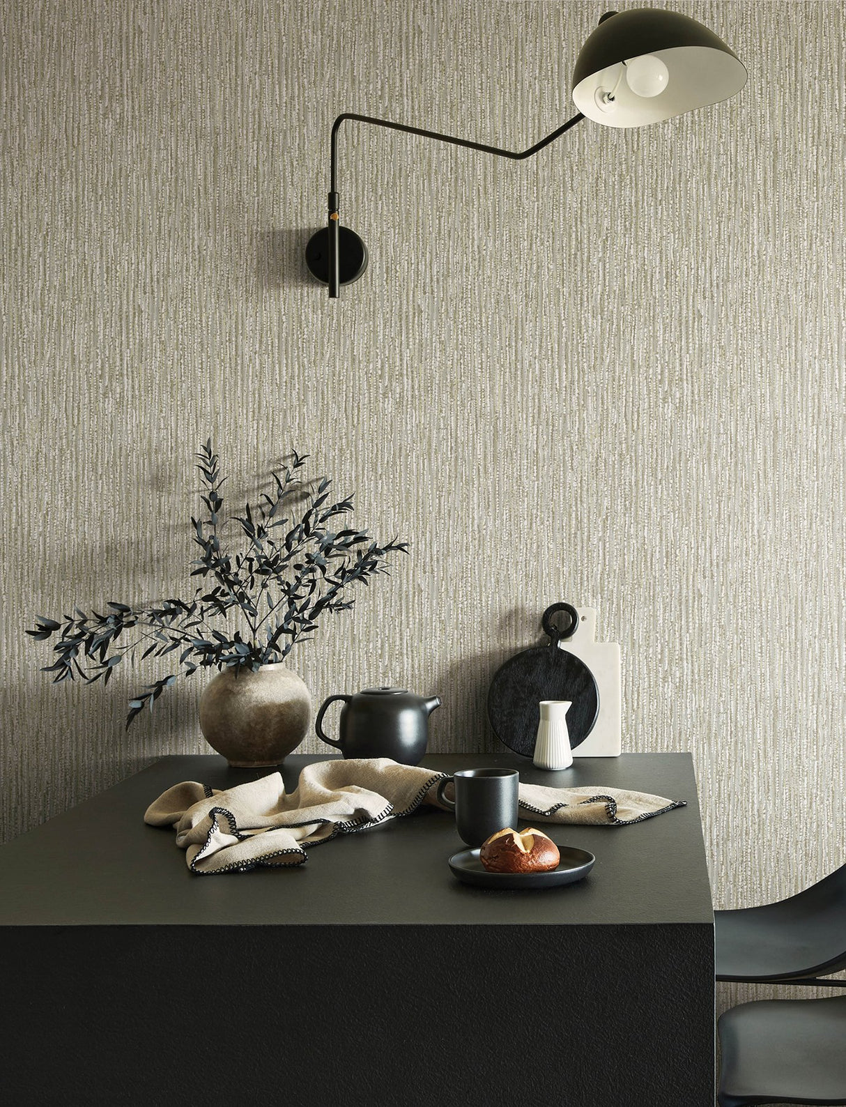 Corliss Neutral Beaded Strands Neutral Wallpaper with Abstract Modern Textured Raised Ink - A-Street Prints 4141-27152