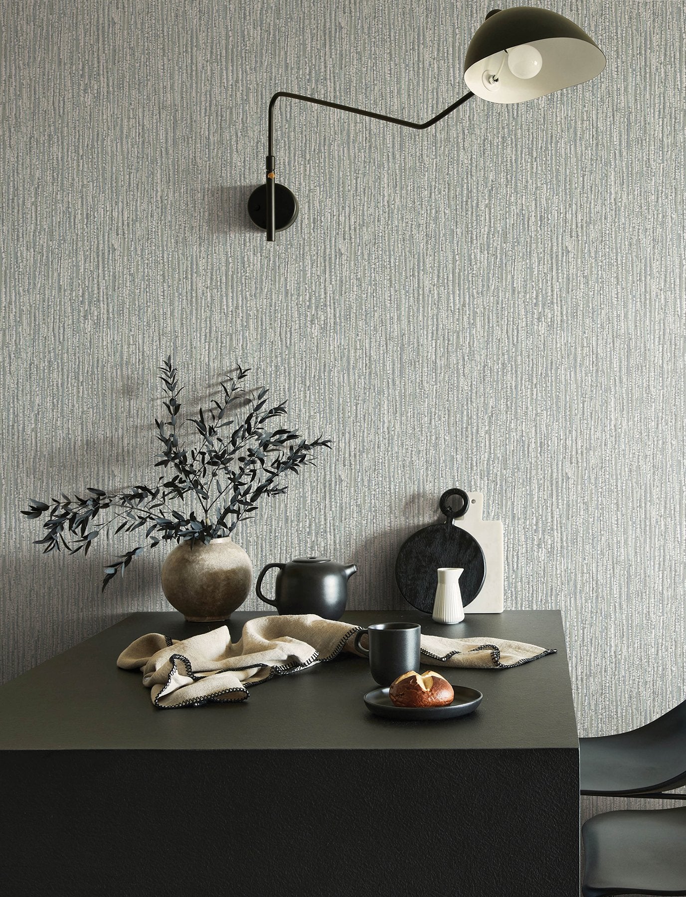Corliss Grey Beaded Strands Wallpaper with Abstract Beaded Strands Motif - Brewster 4141-27154