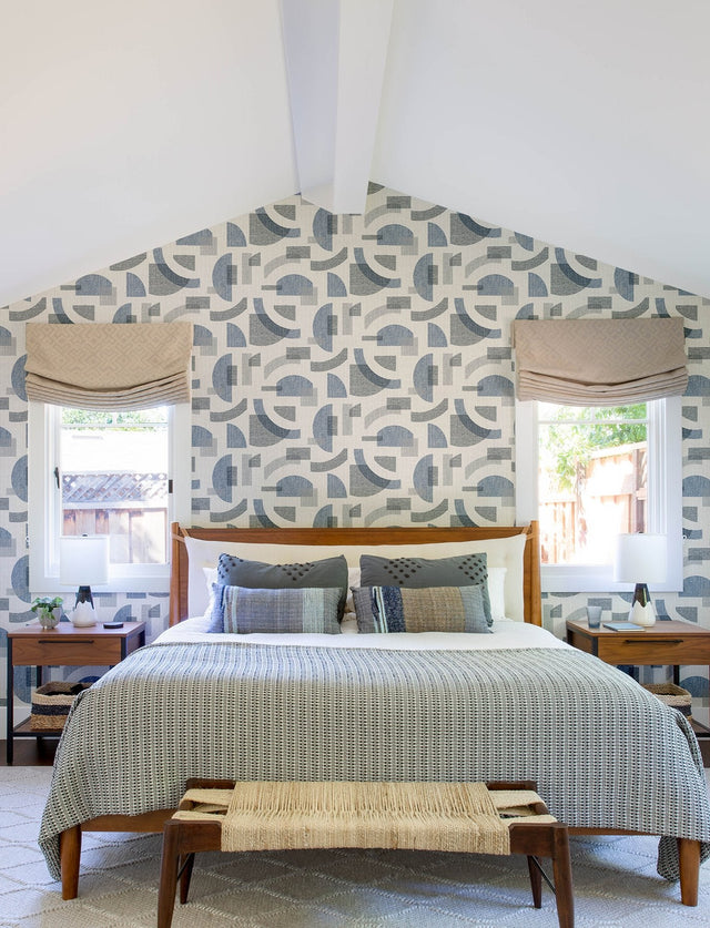 Fulton Blue Shapes Wallpaper with Modern Geometric Pattern - A-Street Prints 4141-27160SAM