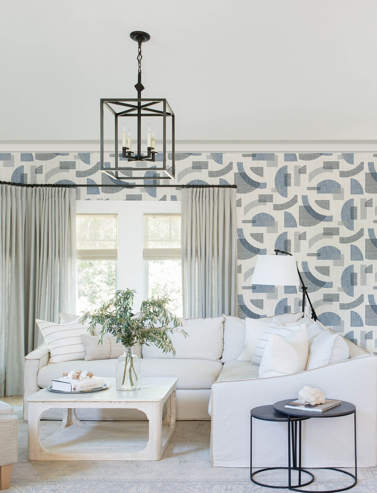 Fulton Blue Shapes Wallpaper with Modern Geometric Pattern - A-Street Prints 4141-27160SAM