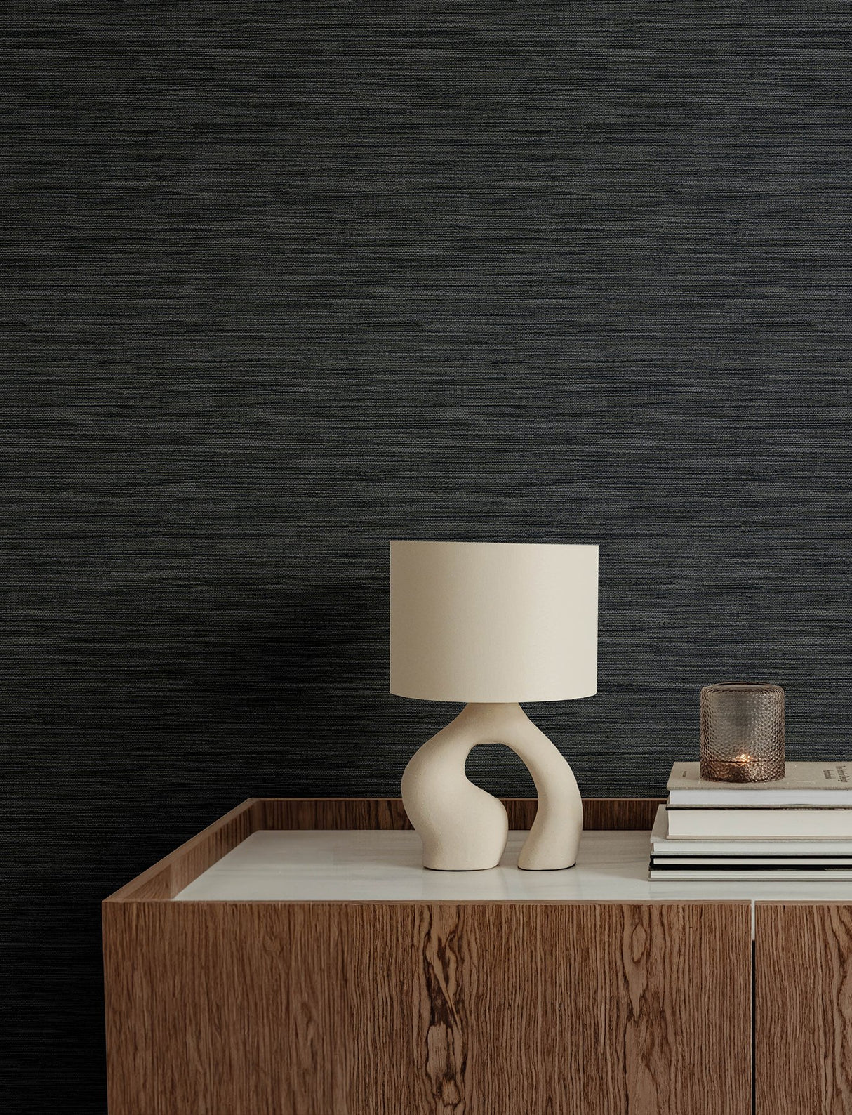 Sheehan Black Faux Grasscloth Wallpaper with Modern Faux Grasscloth Texture - A-Street Prints 4141-27166