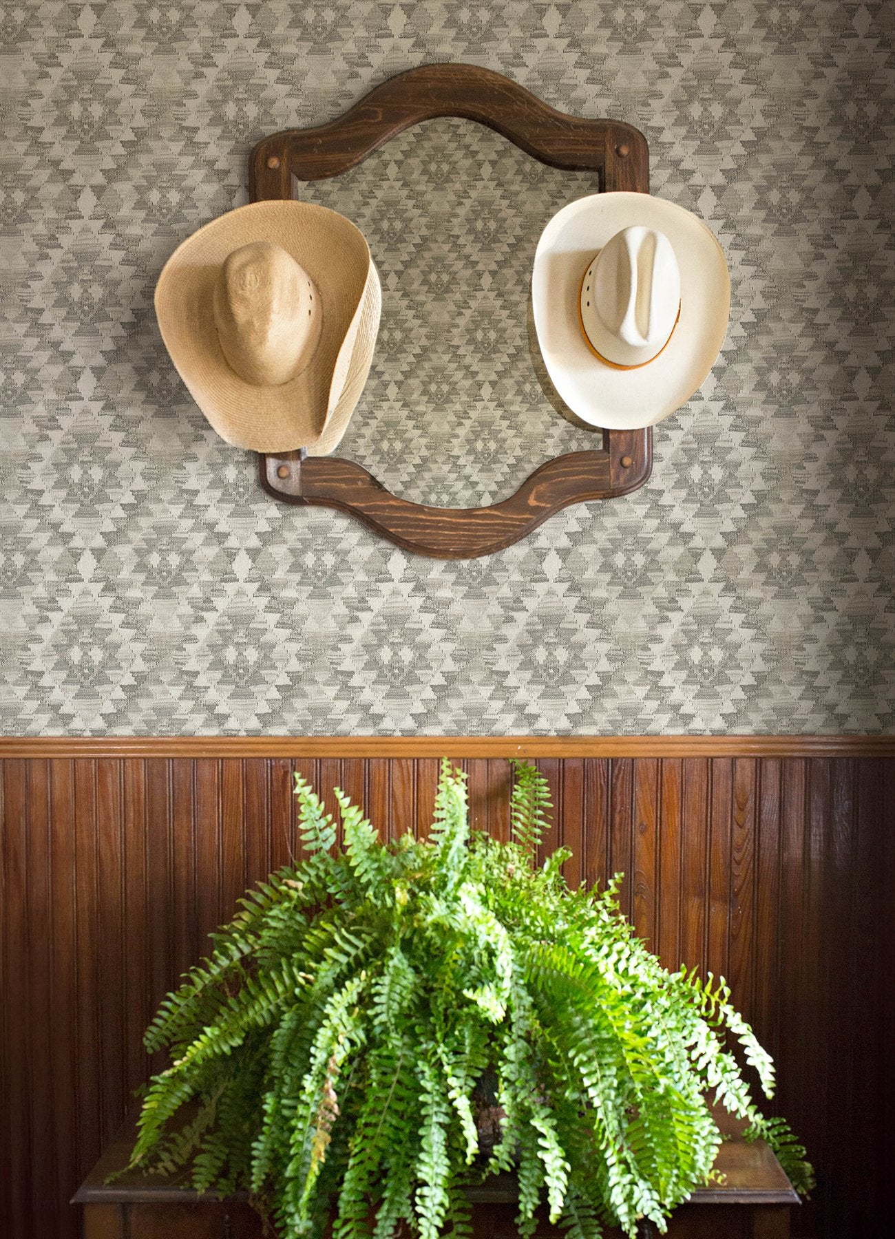 Montana Charcoal Wallpaper with Geometric Country Pattern - Chesapeake 4142-72604