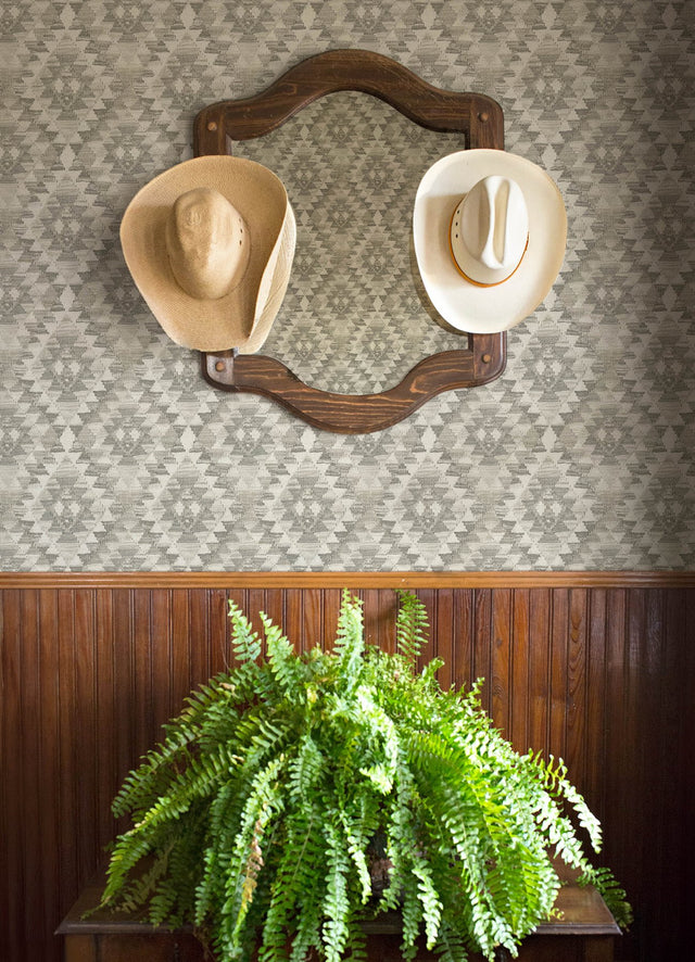 Montana Charcoal Wallpaper with Geometric Country Pattern - Chesapeake 4142-72604