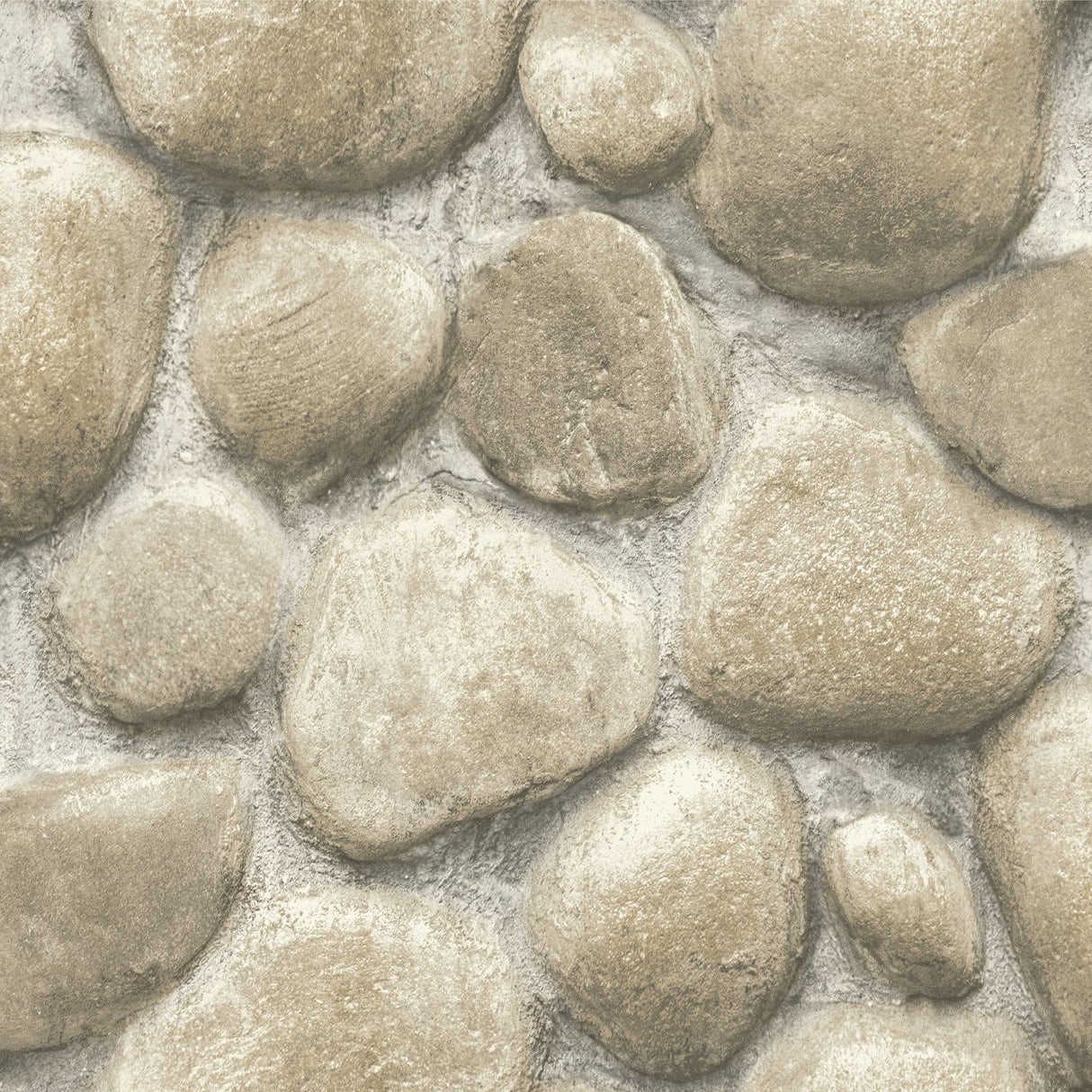 Root Rock Grey Wallpaper with Stone Graphic Motif, Farmhouse Prepasted Non Woven - Chesapeake 4142-72611