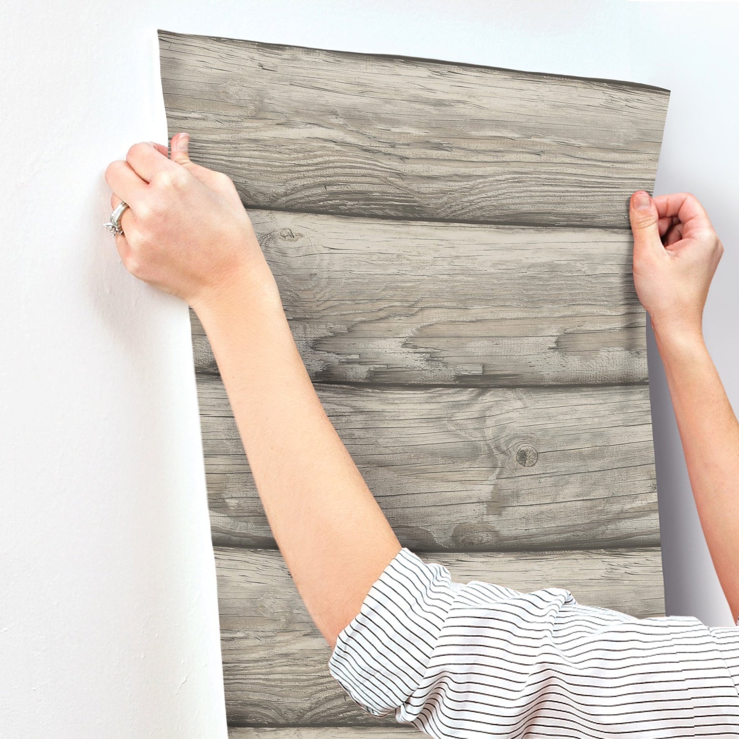 Bunkhouse Ash Wallpaper with Lodge Wood Graphic Motif - Chesapeake 4142-72619