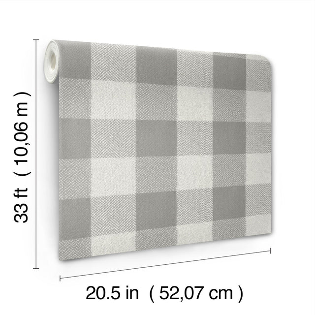 Lumberjack Grey Wallpaper with Buffalo Plaid Pattern, Farmhouse Style - 4142-72623