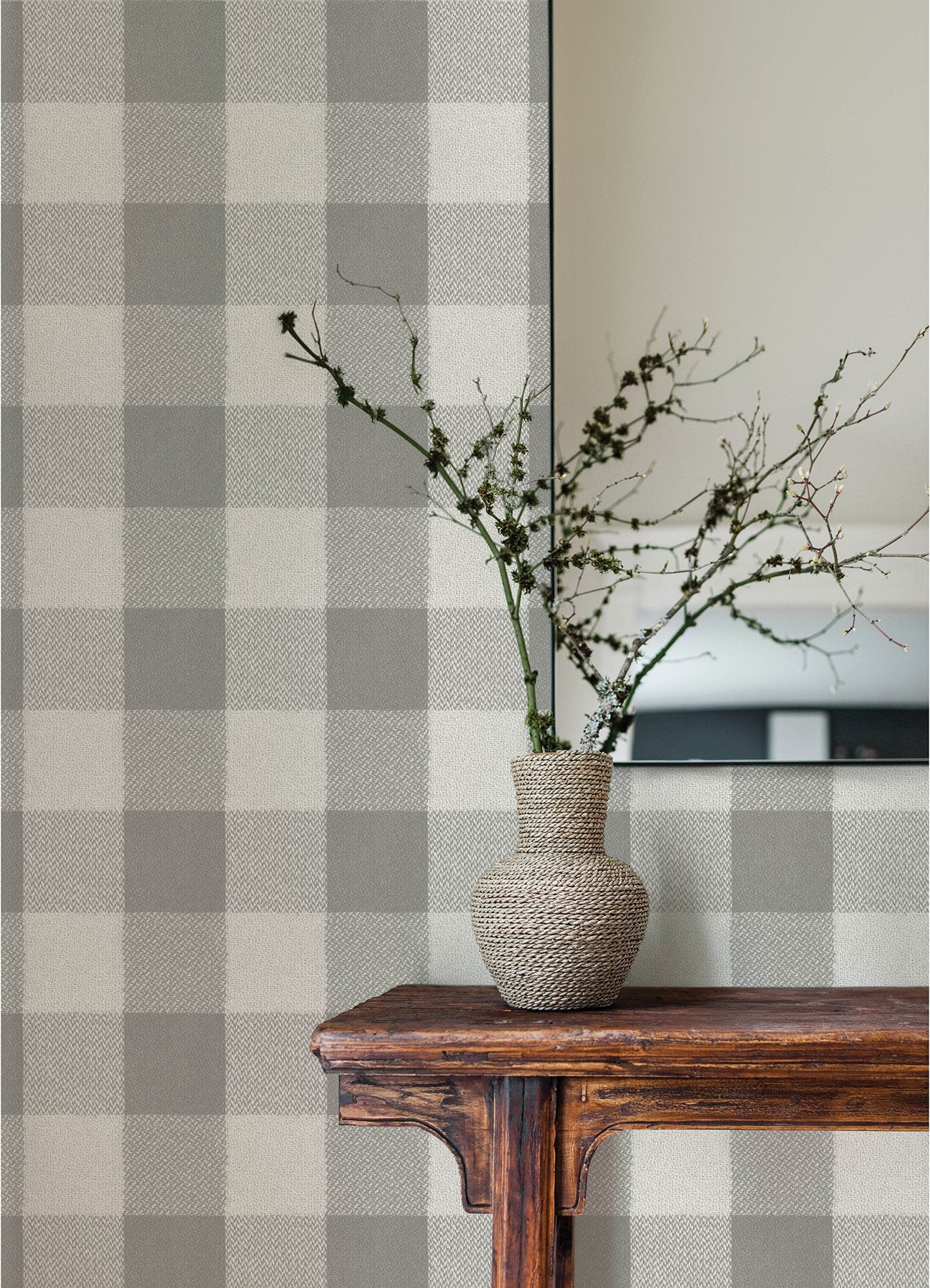 Lumberjack Grey Wallpaper with Buffalo Plaid Pattern, Farmhouse Style - 4142-72623